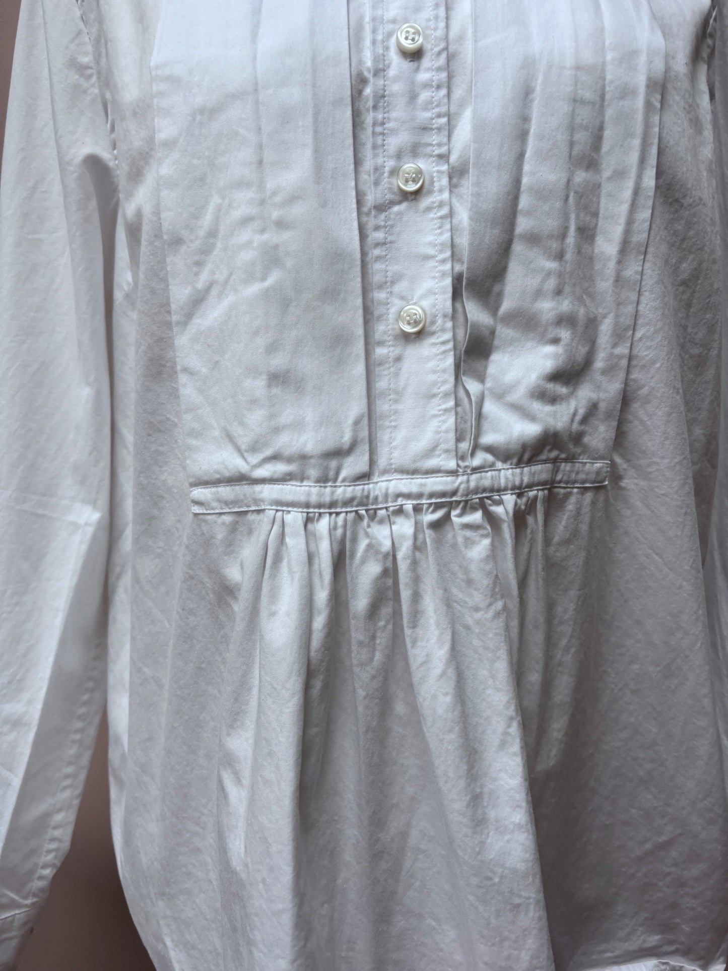 Toast white cotton shirt with detailing on bib size18