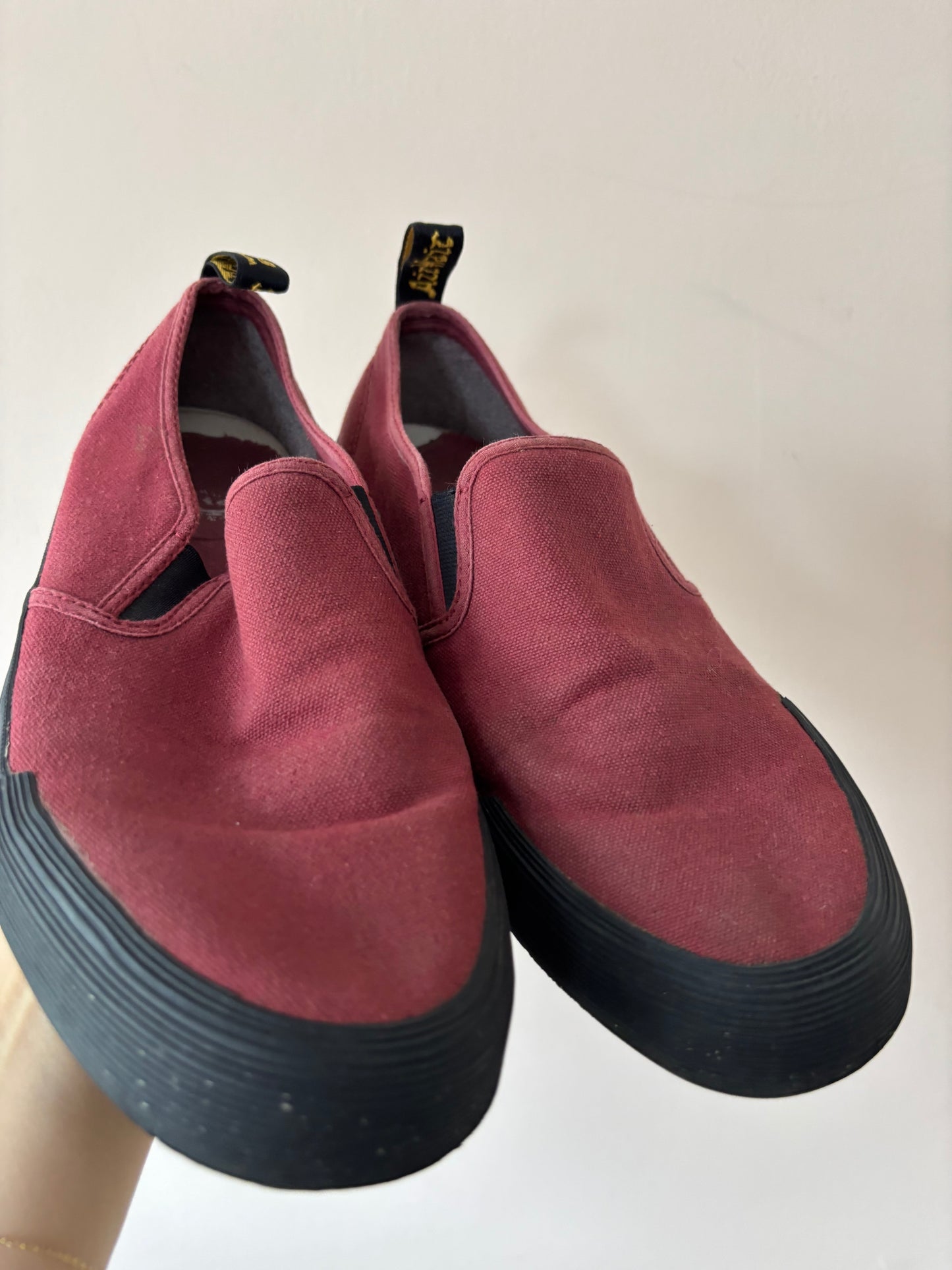 Cherry red canvas Dr Martens shoes size UK6