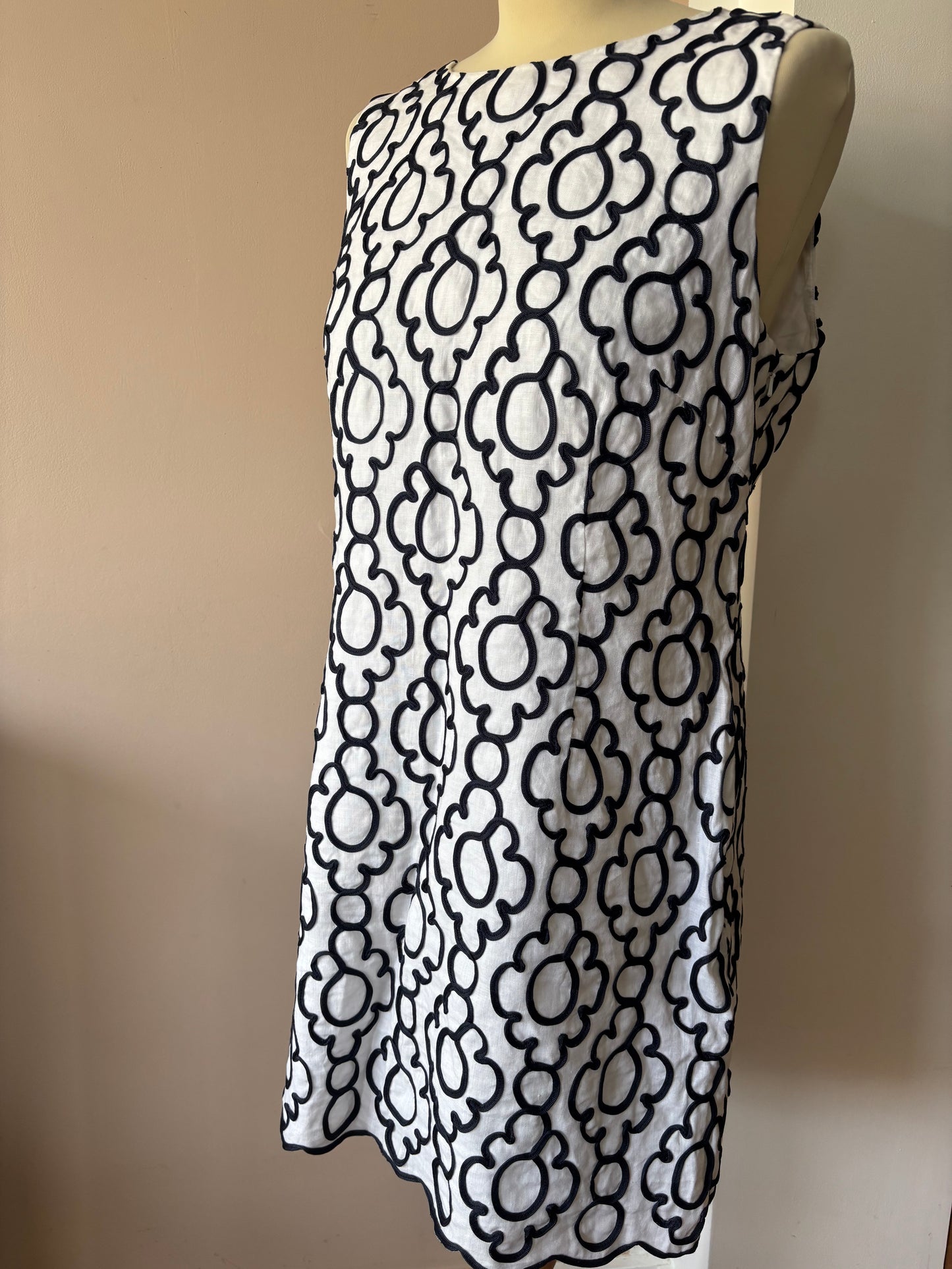 100% linen embroidered dress size 14