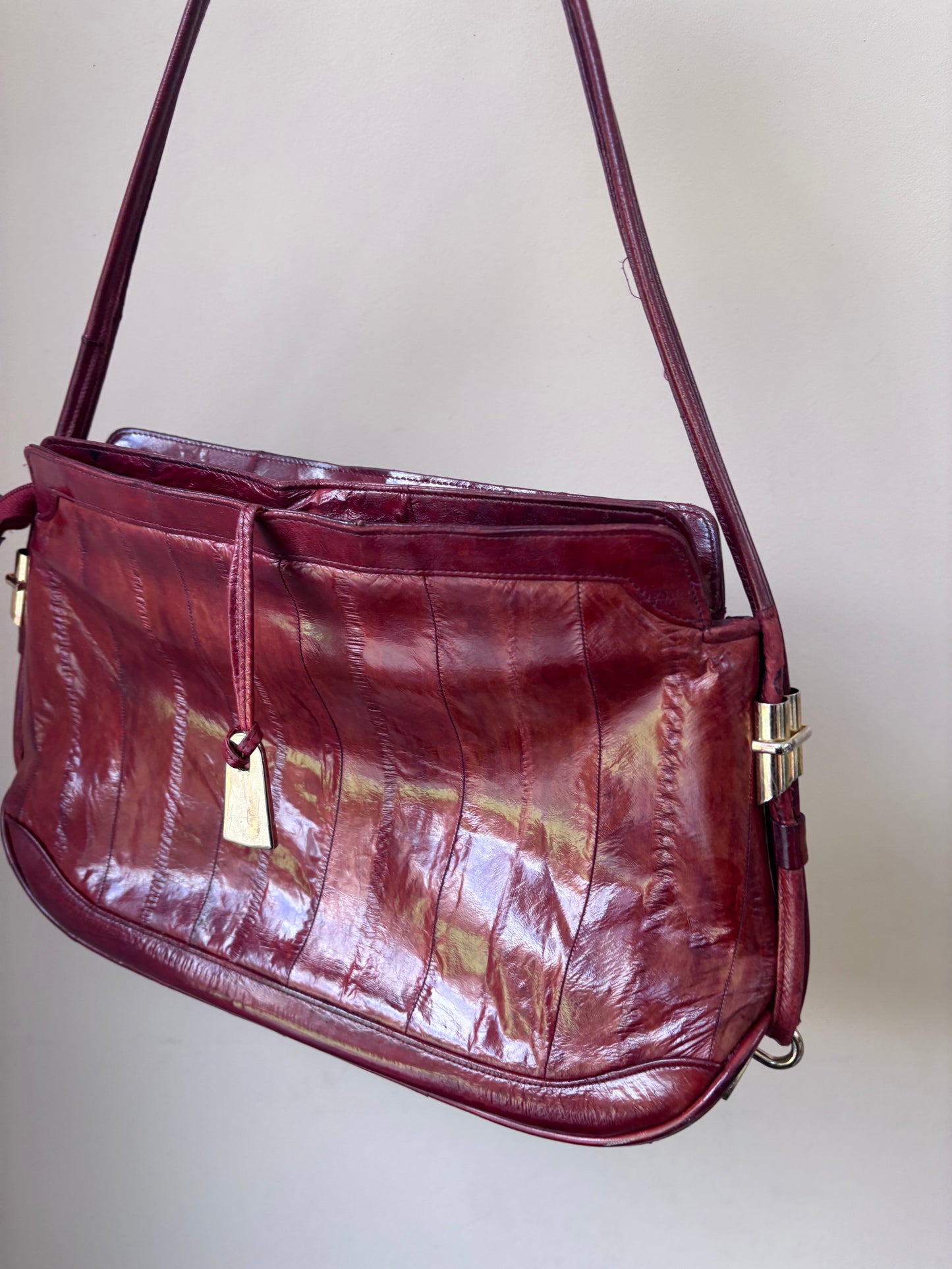 Vintage Red Orange leather bag