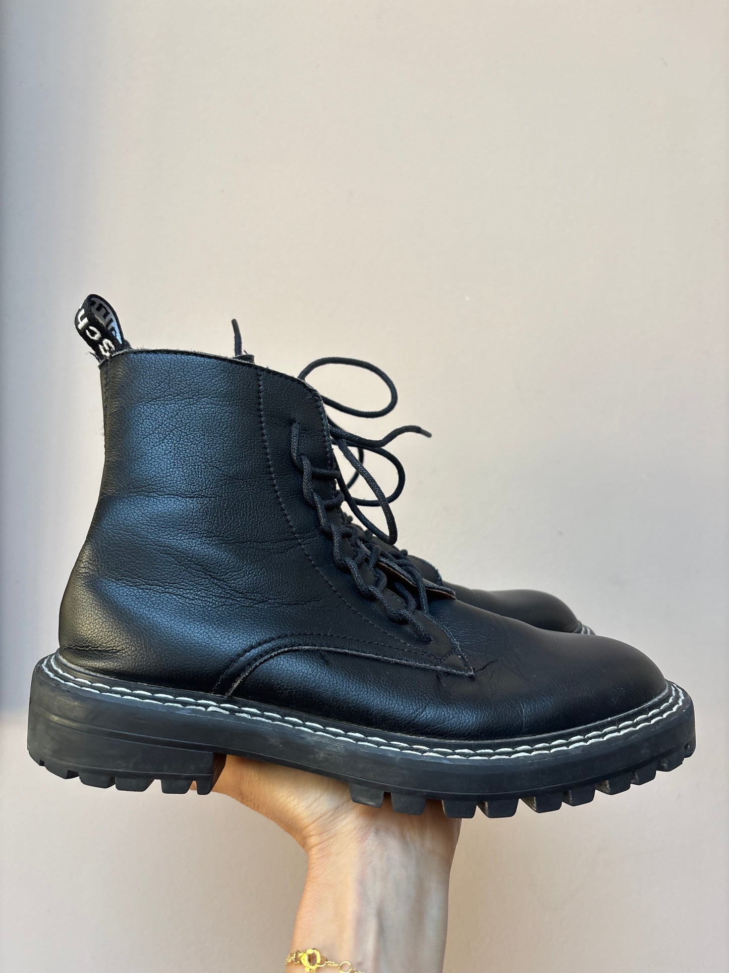 Proenza Schouler black leather boots size UK6.5