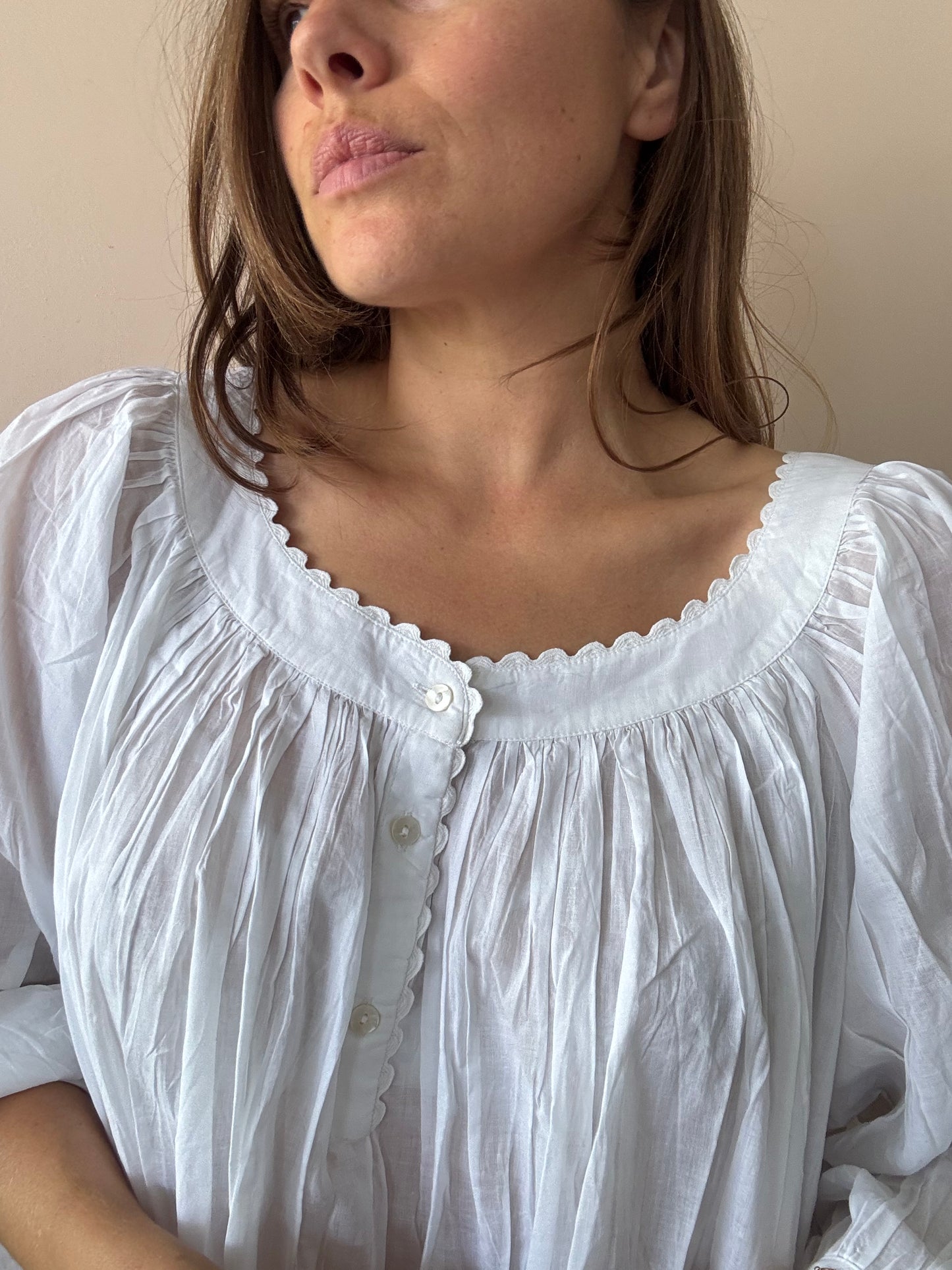 White organic cotton nightdress . One size