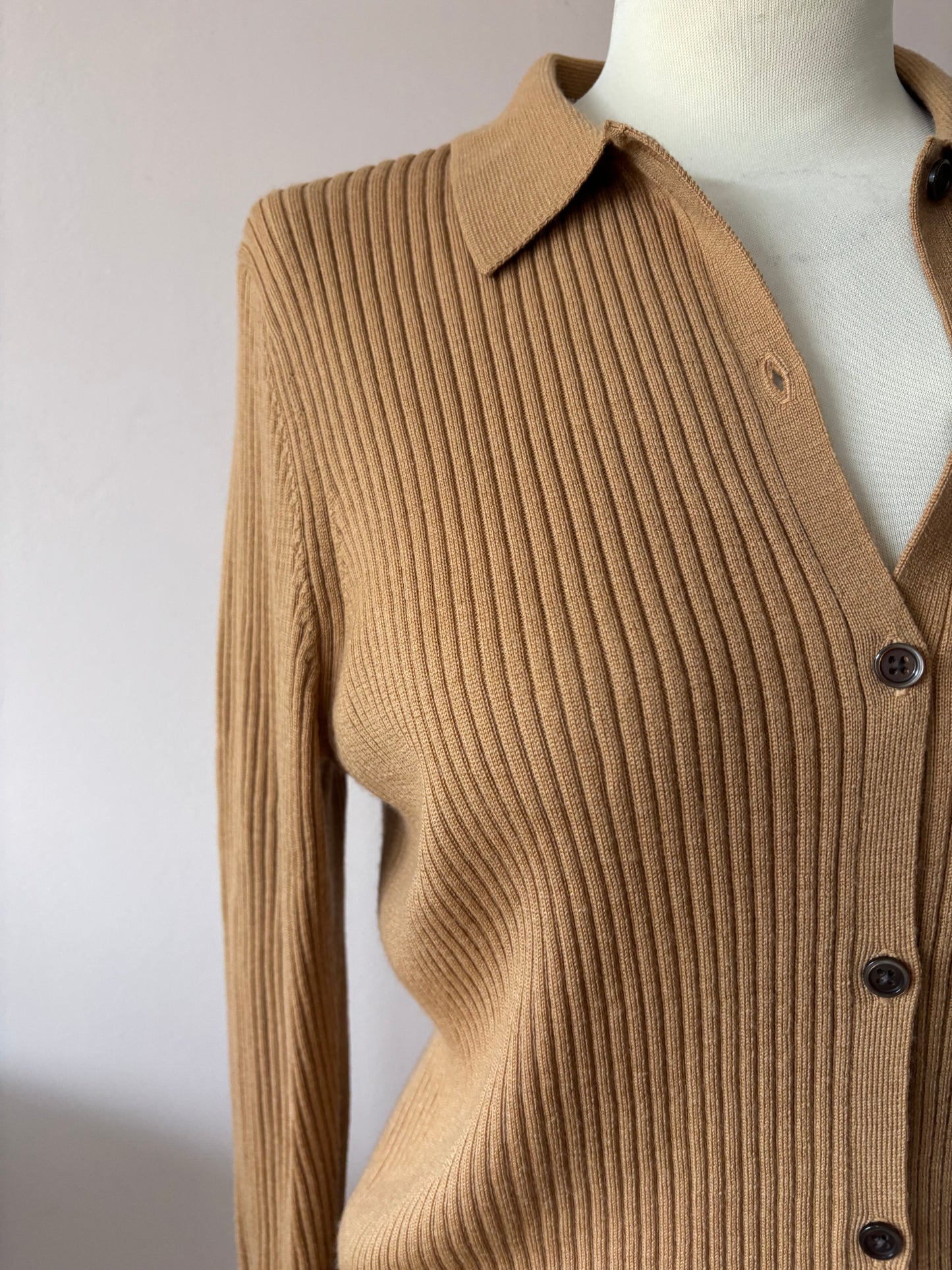 Brown ribbed wool cardigan size 12/14
