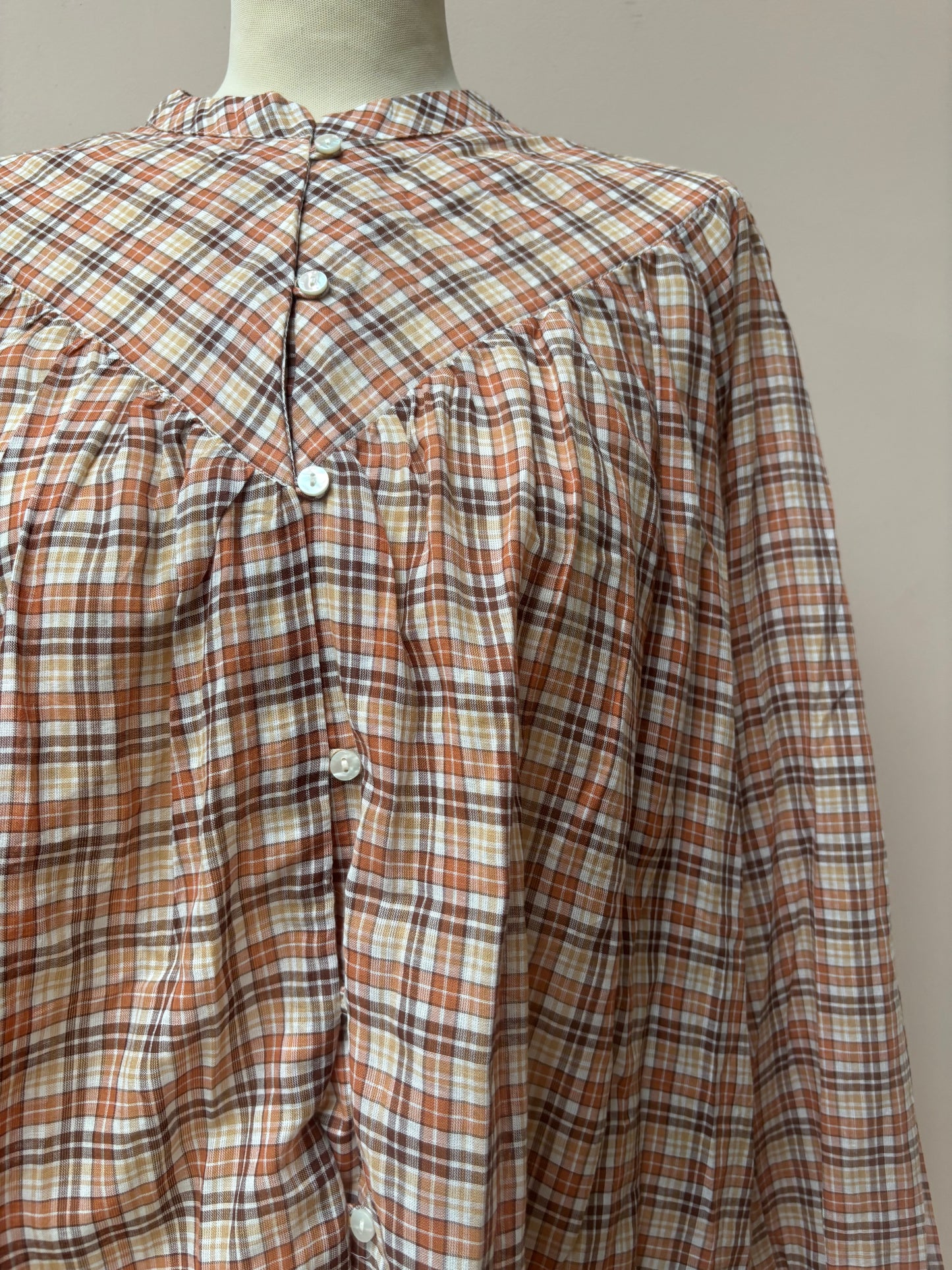 Gingham check 100% cotton blouse size 12/14