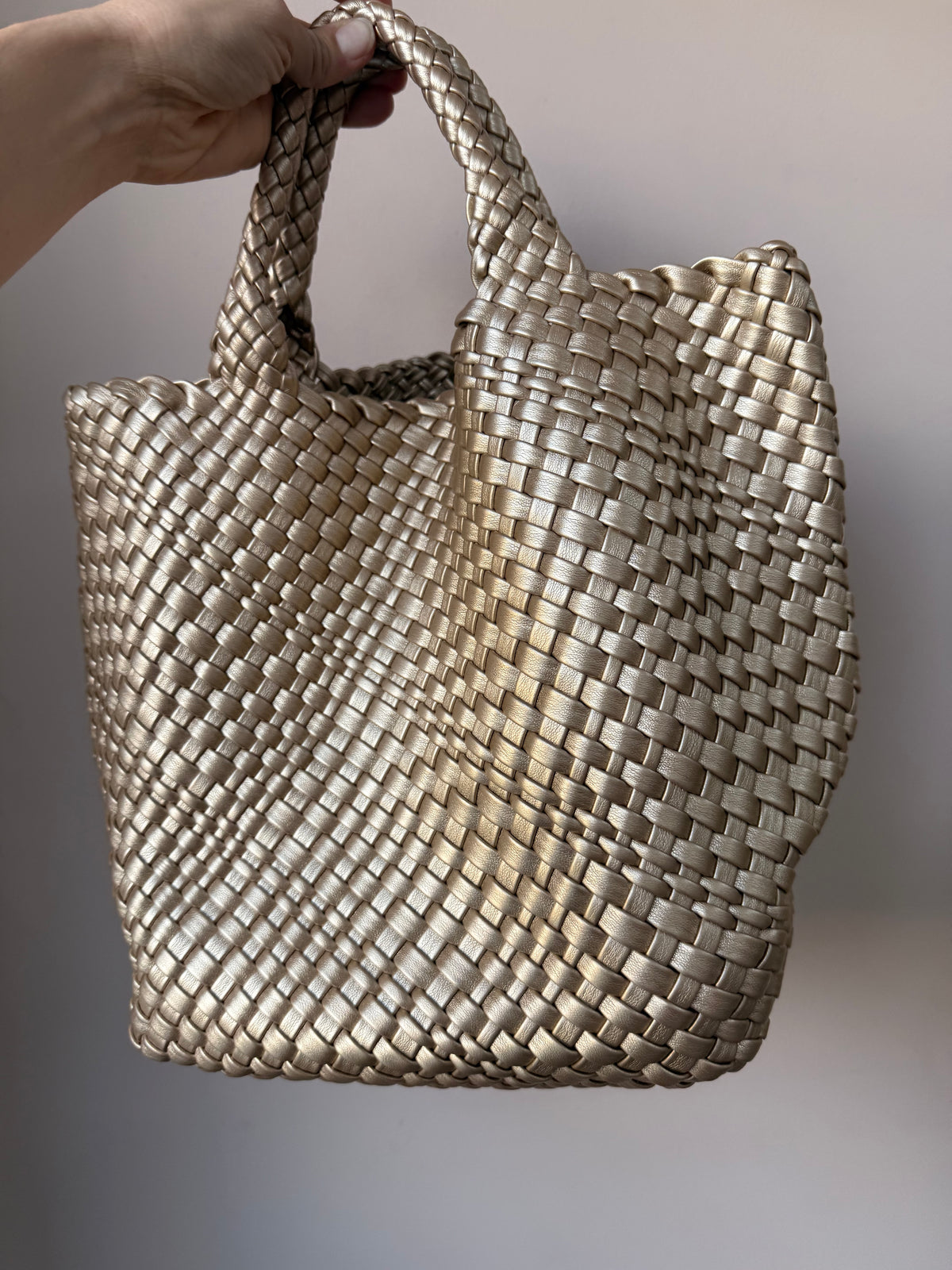 Gold woven faux leather bag BNWT