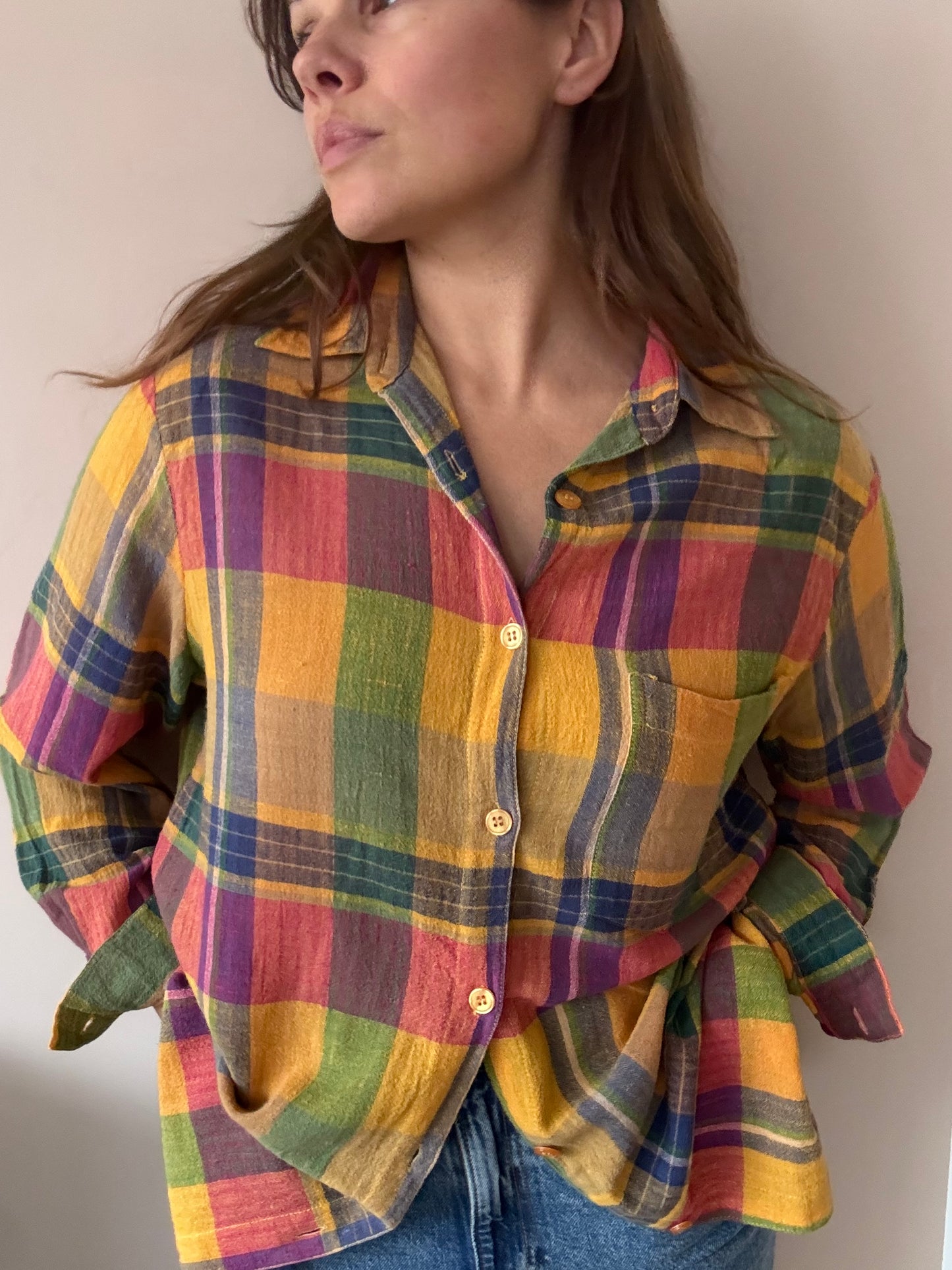 Vintage 100% cotton colourful shirt size 12/14