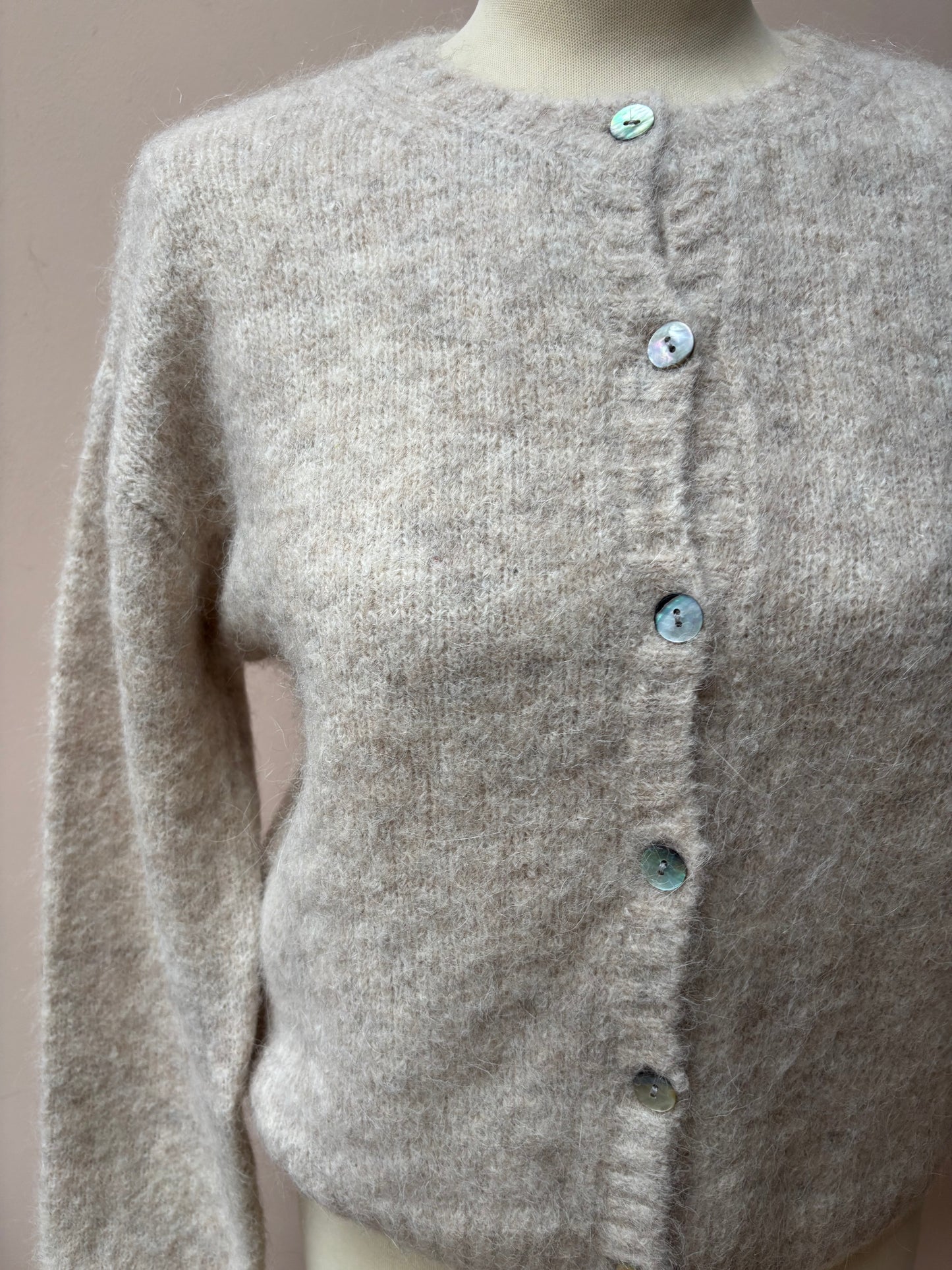 Greige mohair mix cardigan size Medium