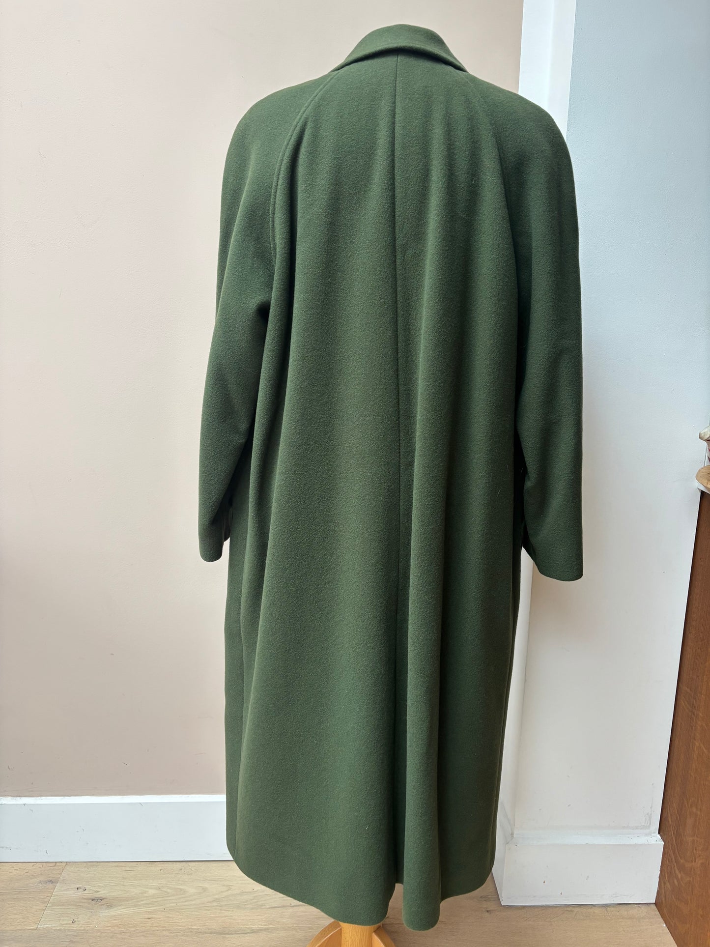 Vintage Green 100% wool long coat size 10/12