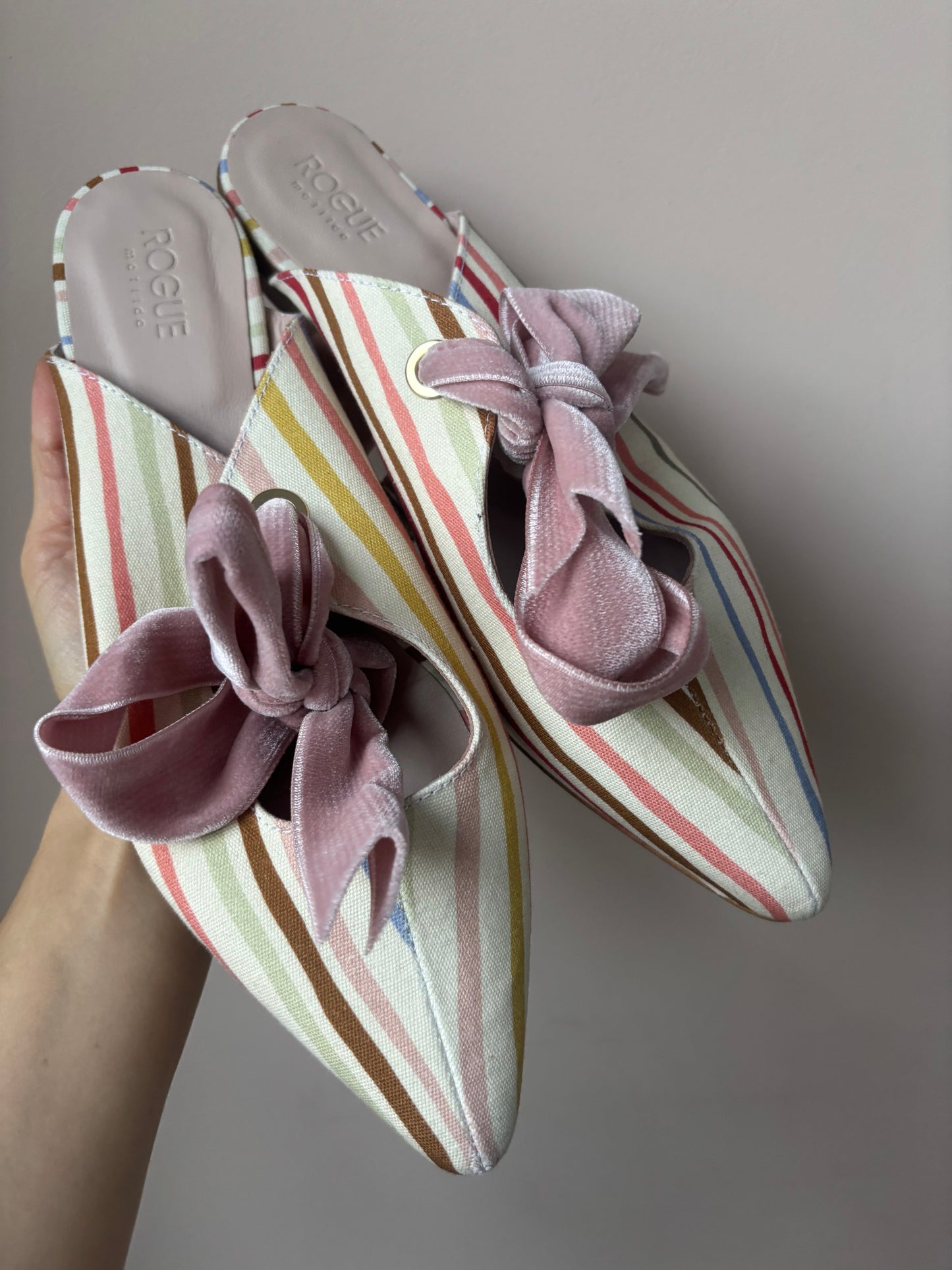 Rogue Matilda striped flat shoes with bow size 41 UK8