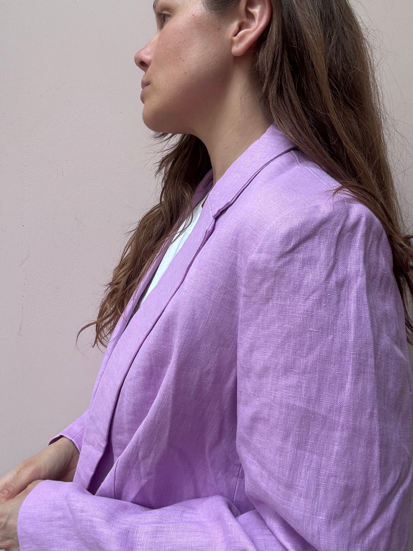 Lilac 100% linen blacker size 14/16