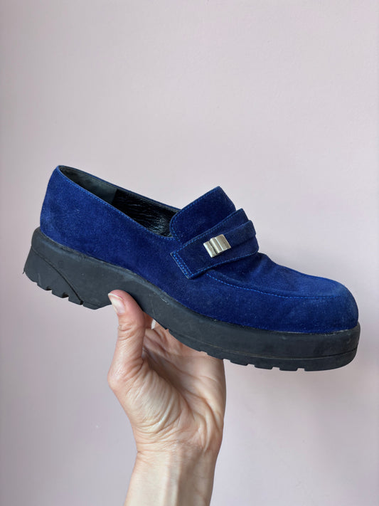 Lagerfeld blue suede loafers size 5
