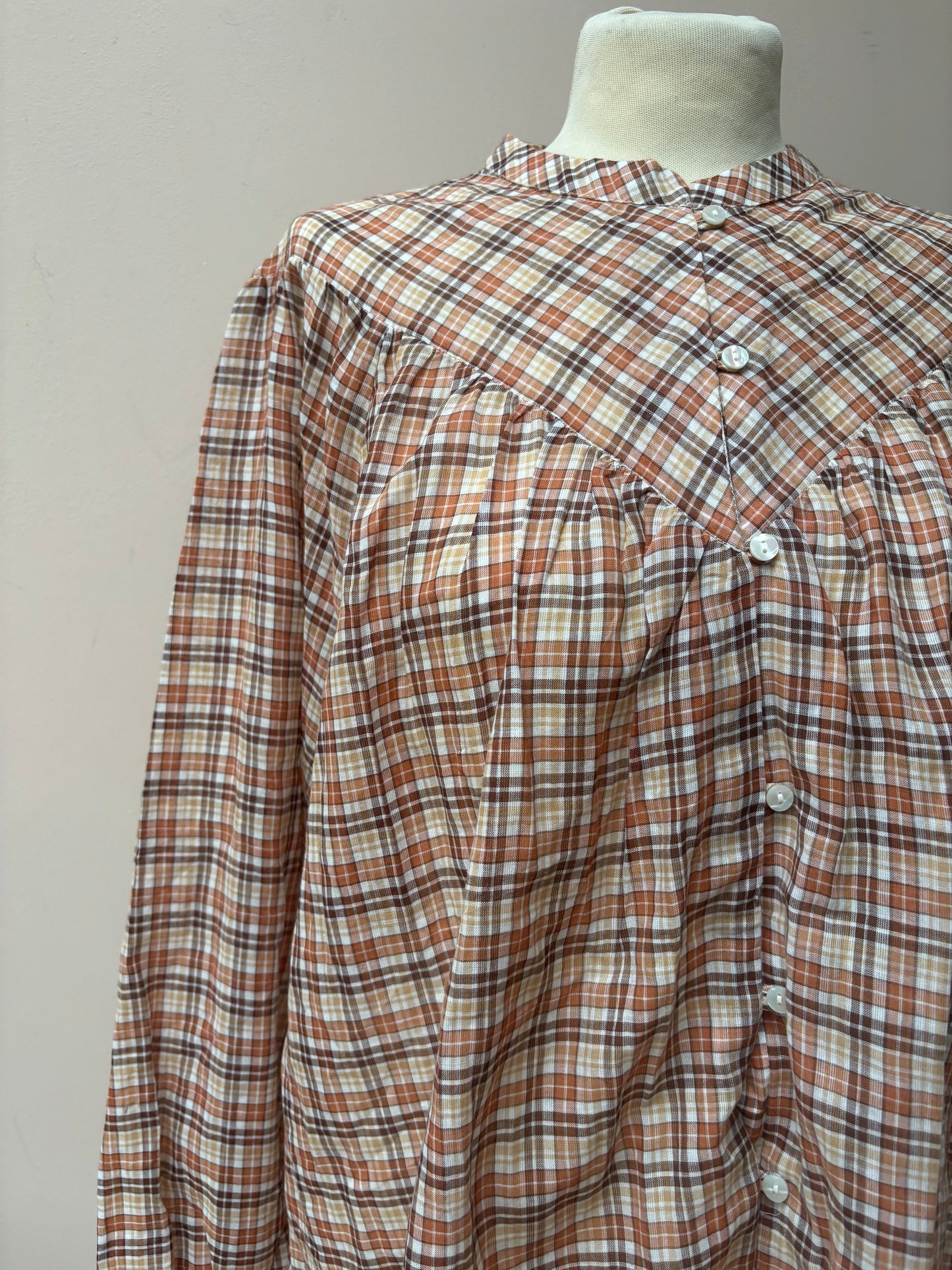 Gingham check 100% cotton blouse size 12/14