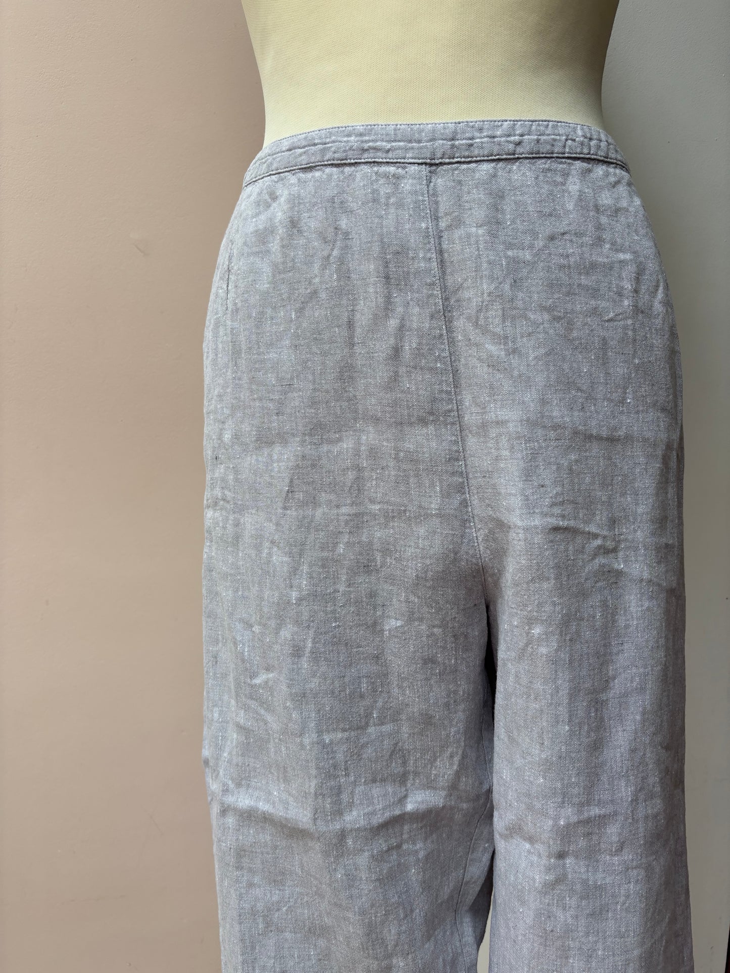 Grey 100% linen trousers size 12/14