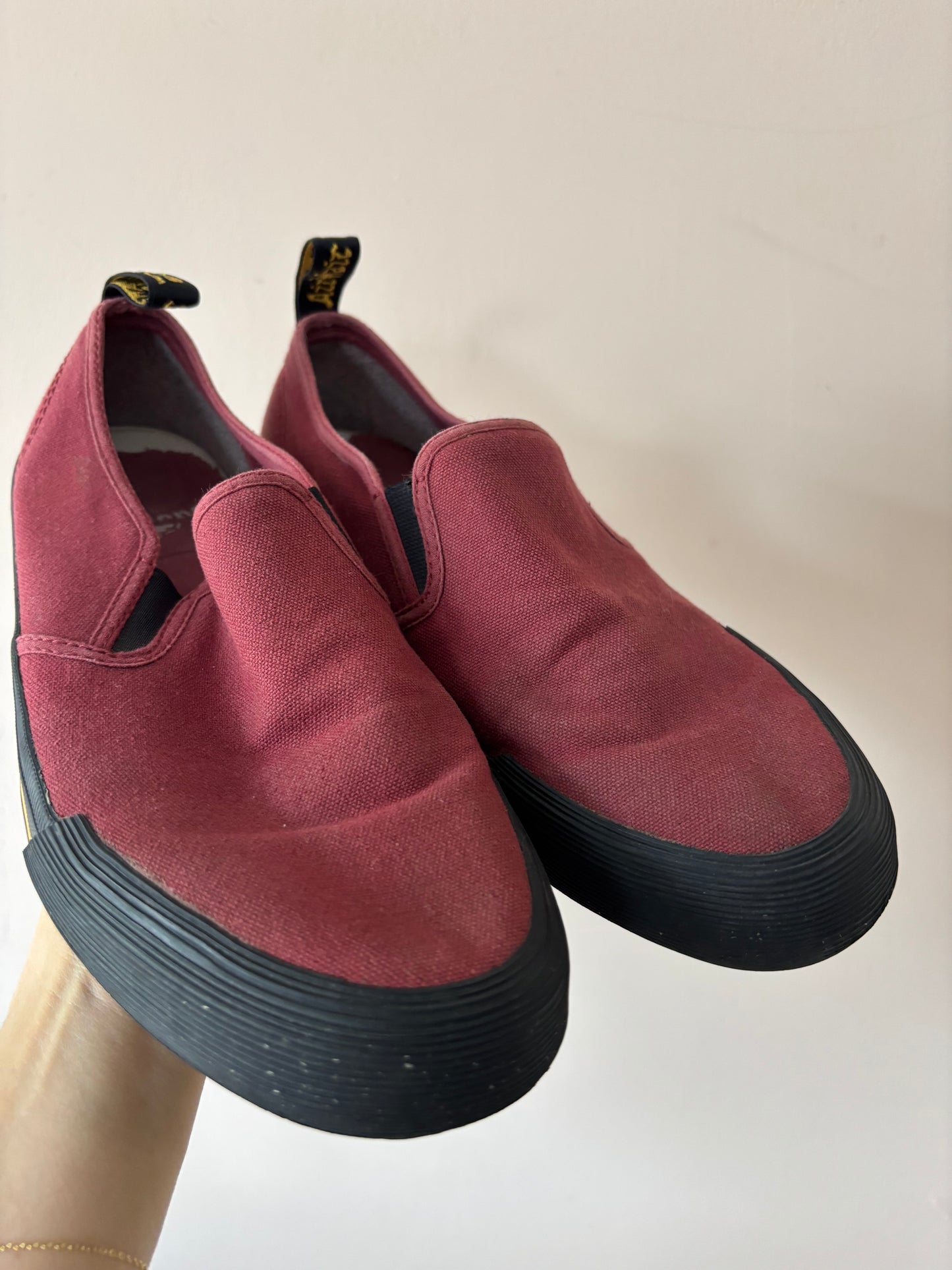 Cherry red canvas Dr Martens shoes size UK6