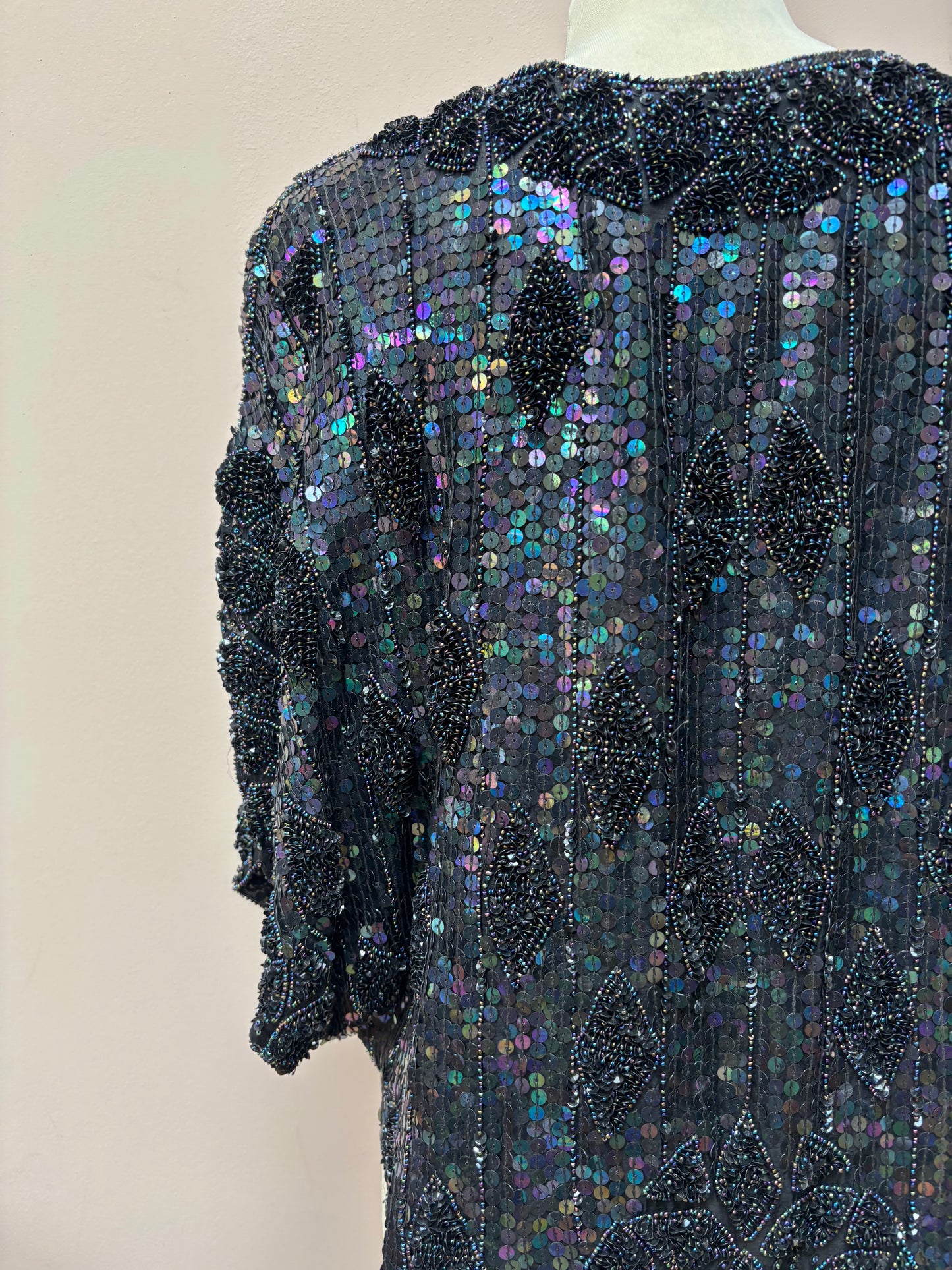 Classic vintage sequin silk top size  Medium