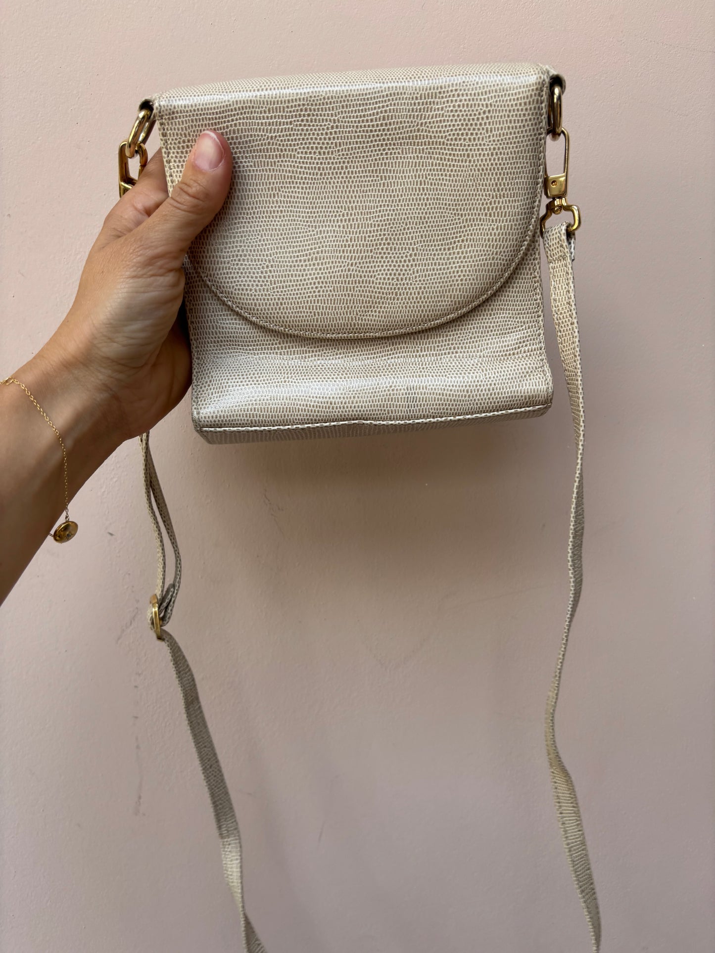 Vintage small cream and gold bag