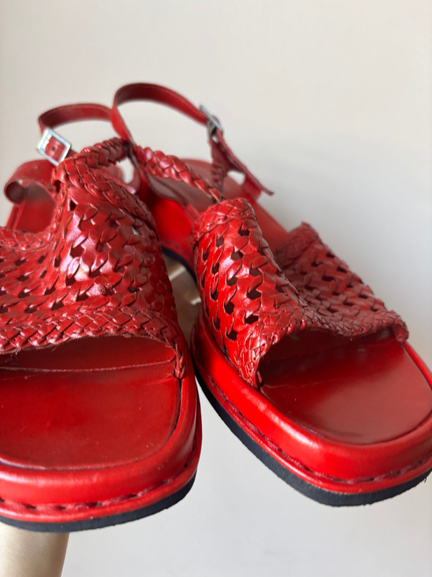 Vintage red leather sandals size UK5