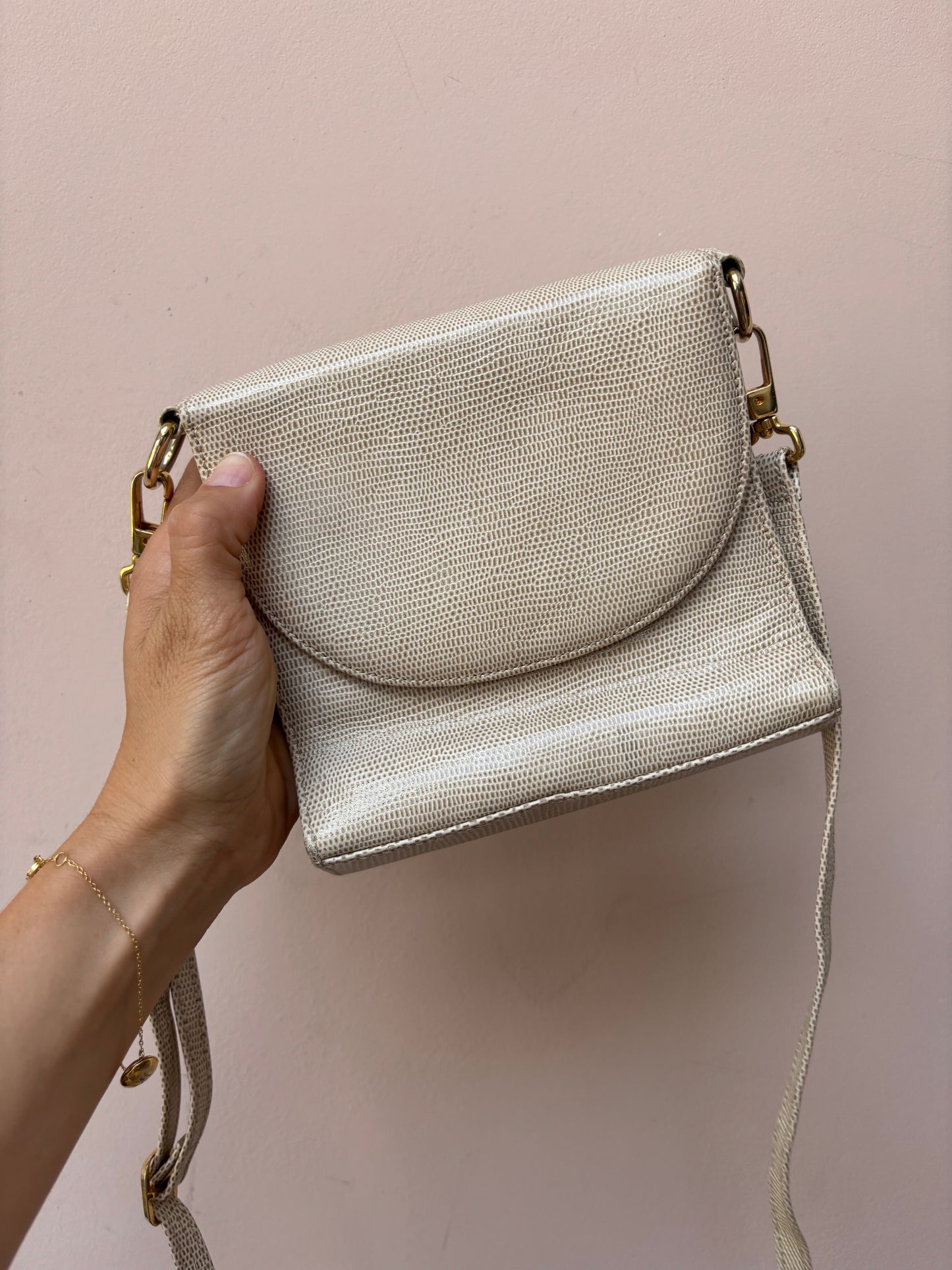 Vintage small cream and gold bag