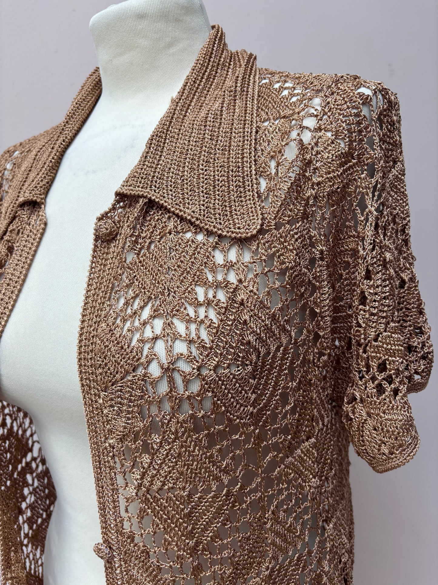Brown gold crochet top size L