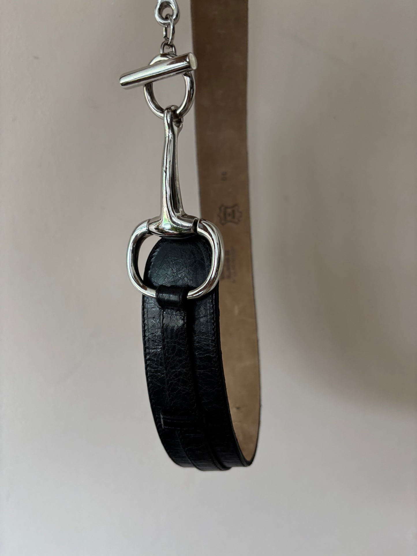 Vintage leather belt with silver buckle size Medium