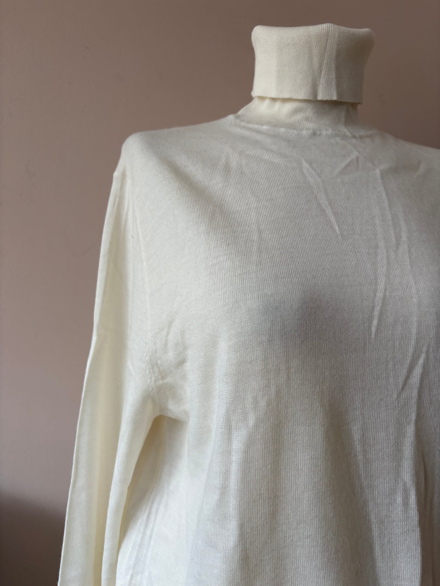 Cream merino mix polo neck jumper size 12/14