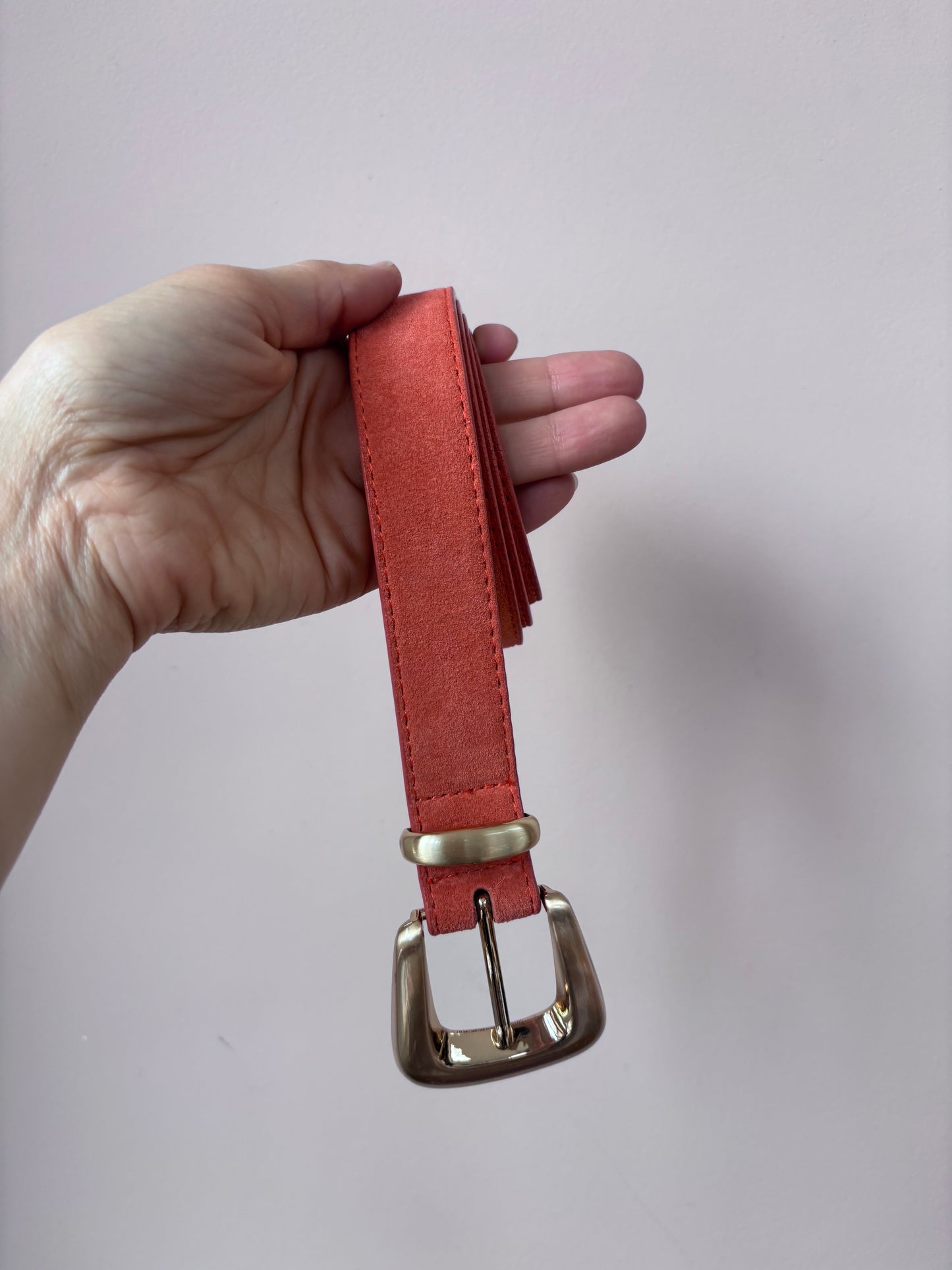 Peachy suede leather belt size 10/12