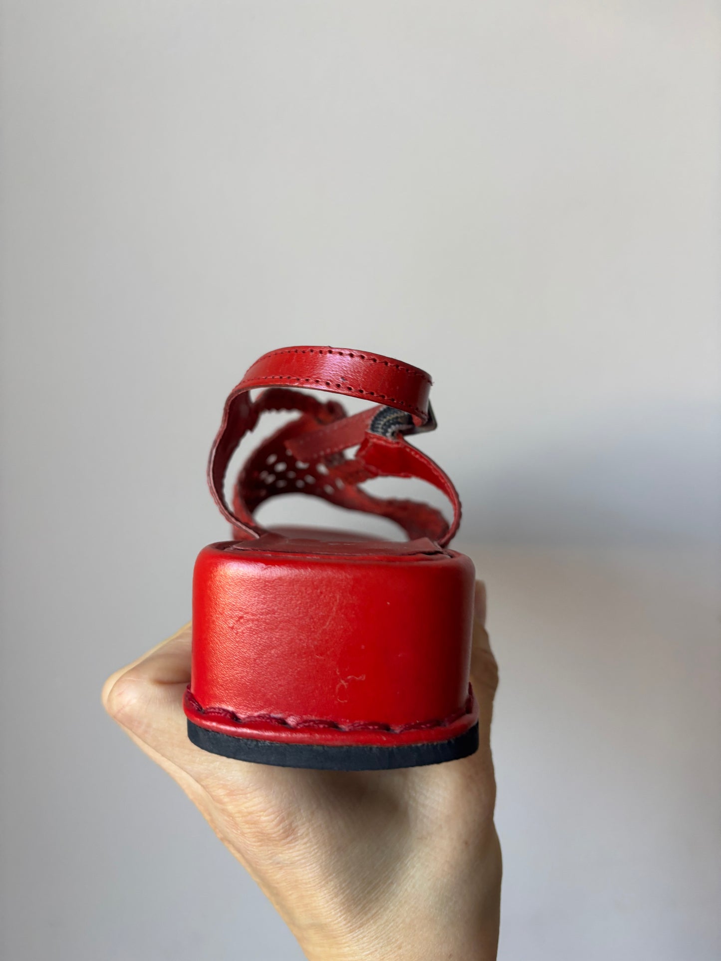 Vintage red leather sandals size UK5