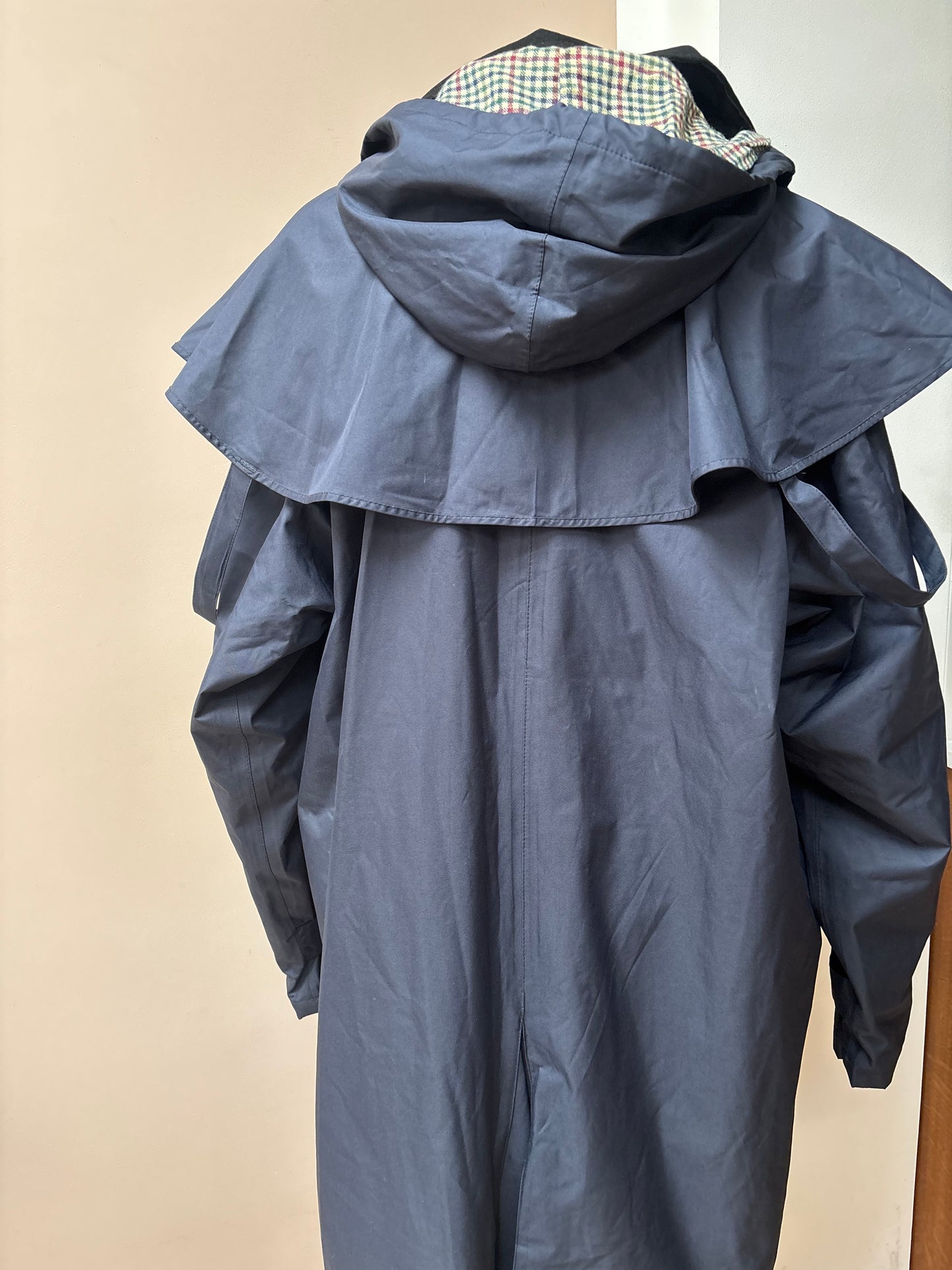 Vintage long navy waterproof jacket size 12/14
