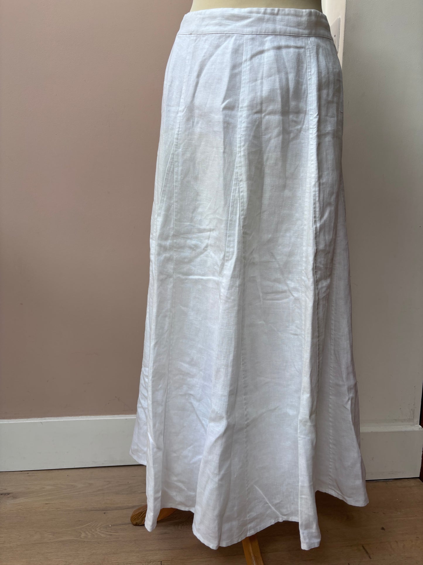 White 100% linen skirt size 10