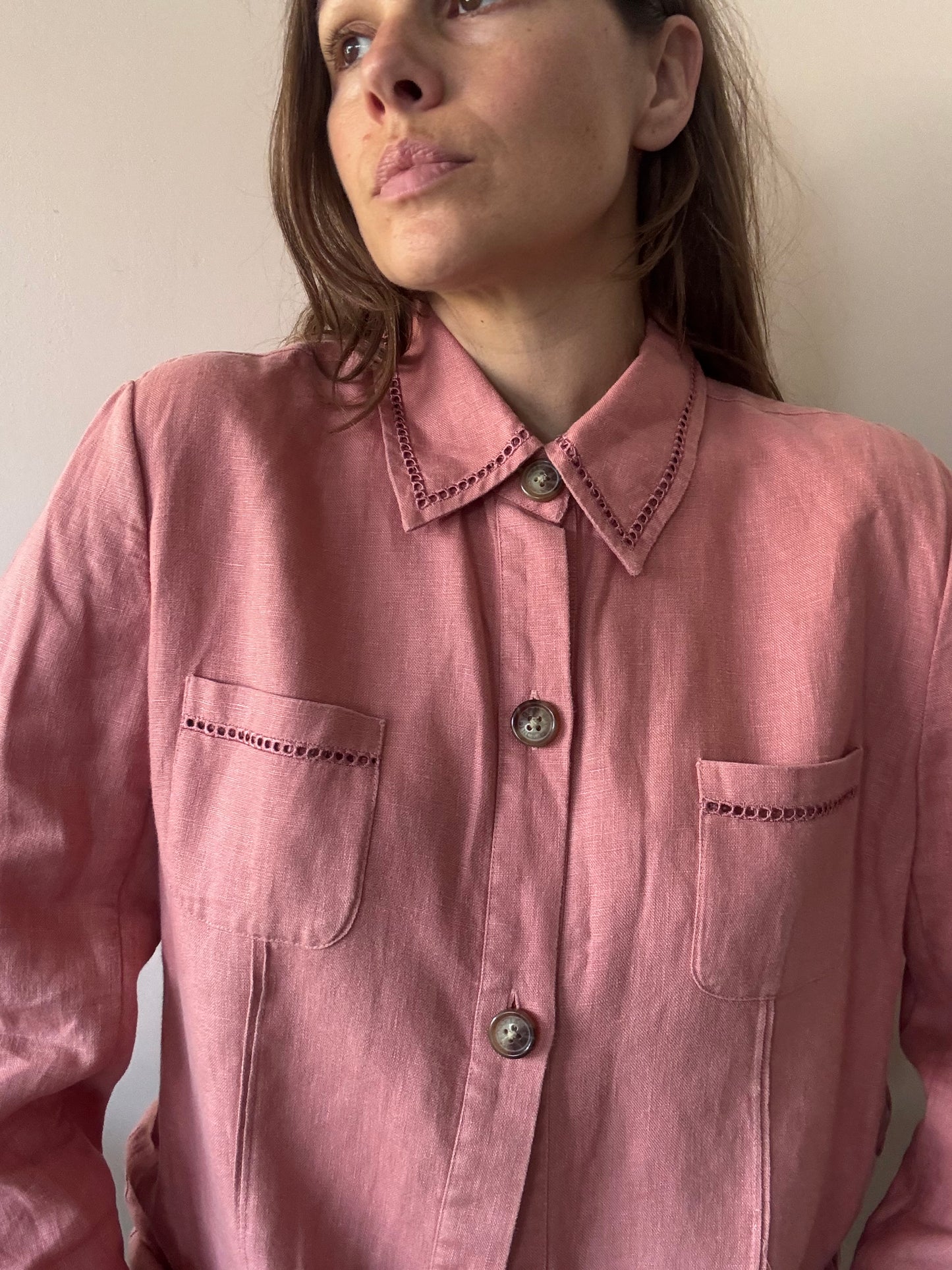 Orvis 100% linen dusky pink jacket size 12-16 ish (size Large)