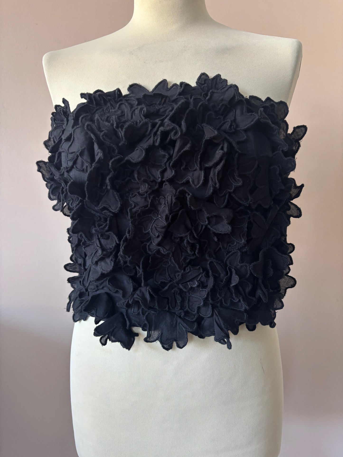 Black bandeau top with flower detailing size 10