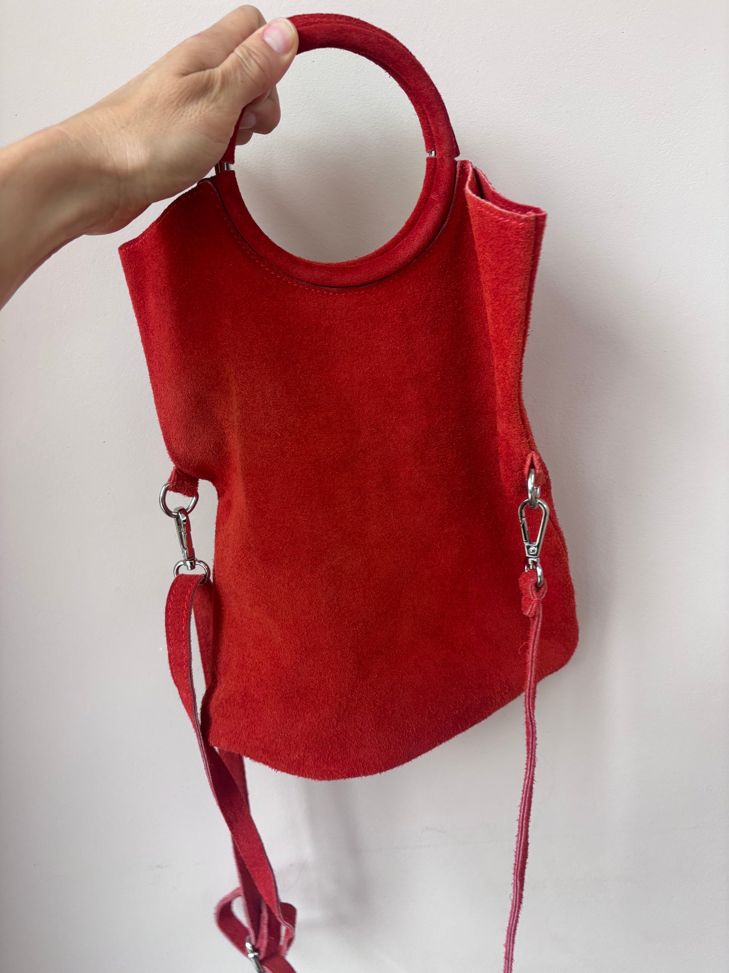 Red suede bag