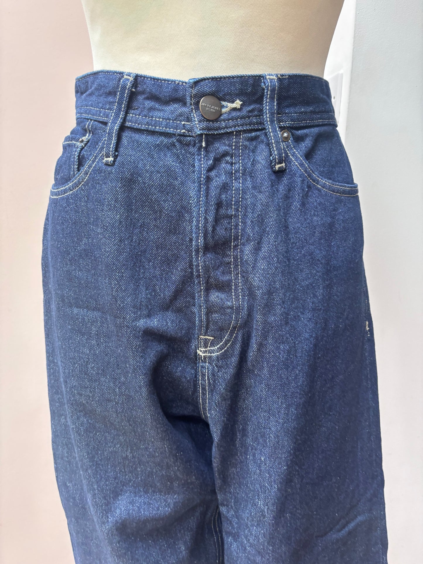 Dark blue 100% cotton wide leg jeans size 12