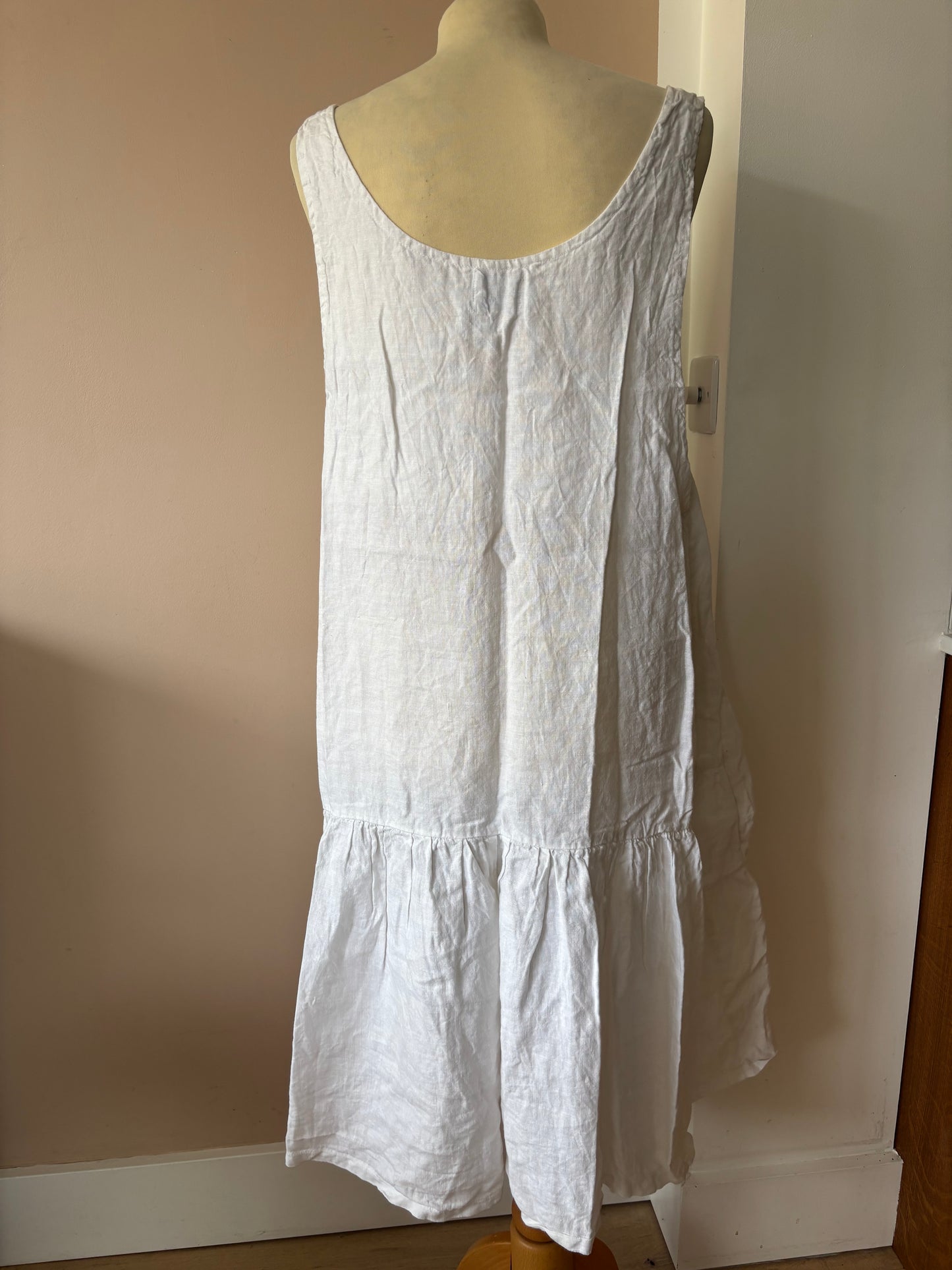 White 100% linen tunic dress size Large