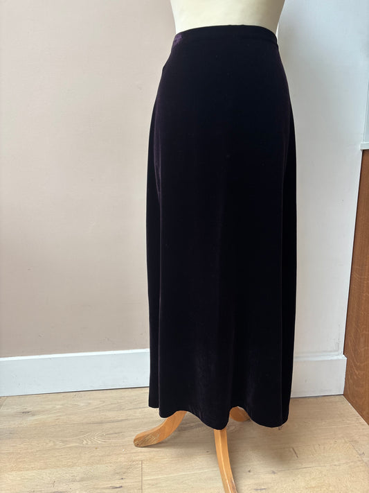 Vintage silk mix deep plum velvet Laura Ashley skirt size 12/14