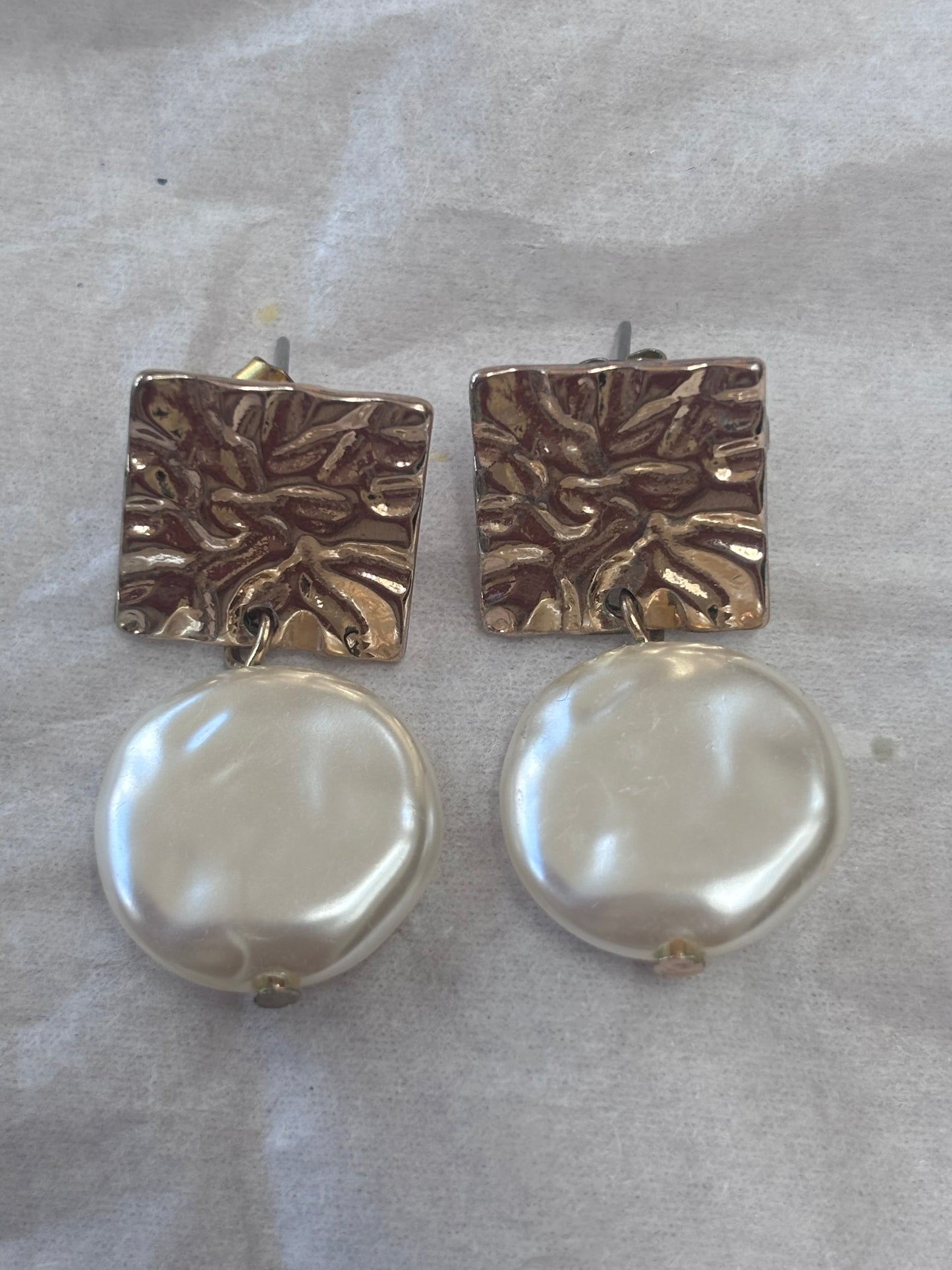 Gold and pearl drop earrings