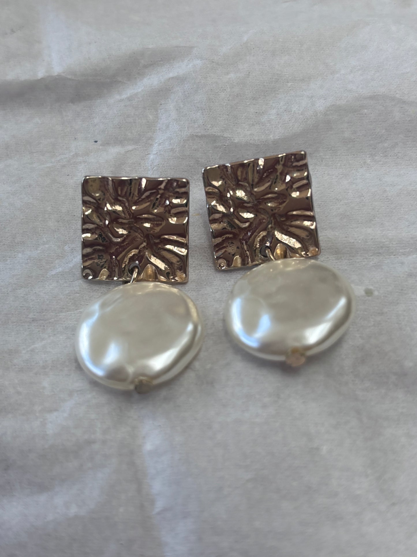 Gold and pearl drop earrings
