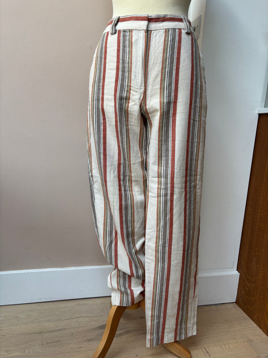 Cotton linen mix striped trousers size 10/12