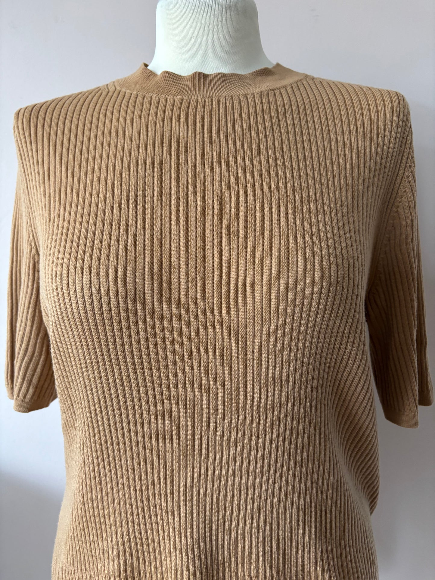Caramel ribbed wool top size 14