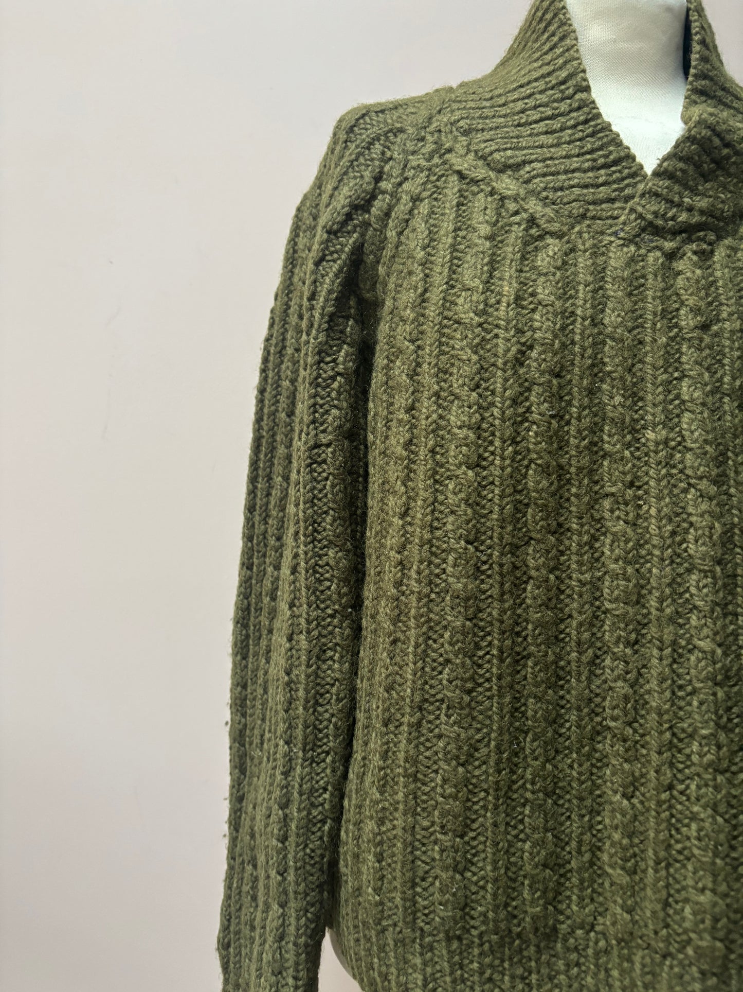Green knitted wool jumper size Medium