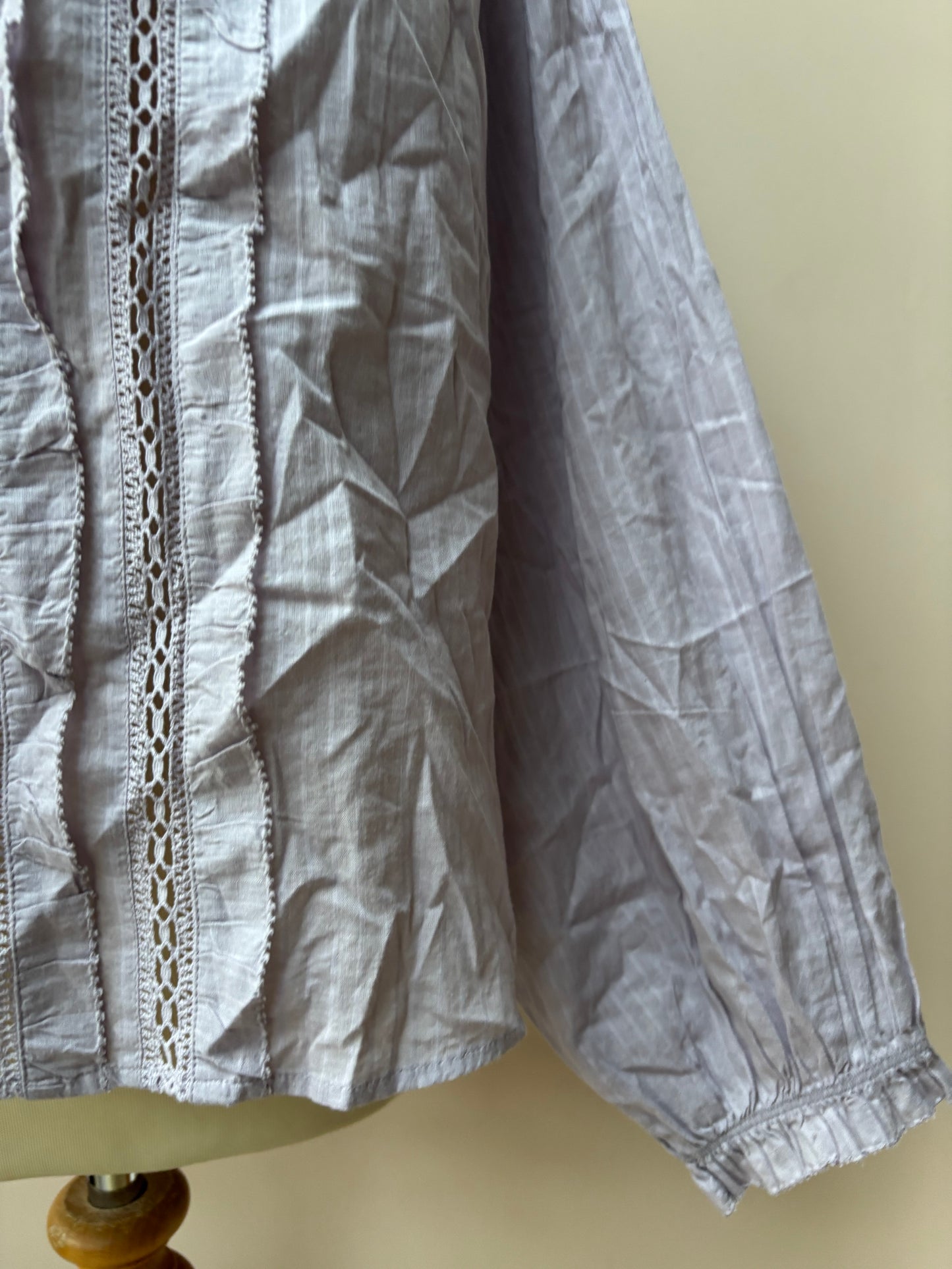 Pale lilac 100% cotton blouse size 8-12