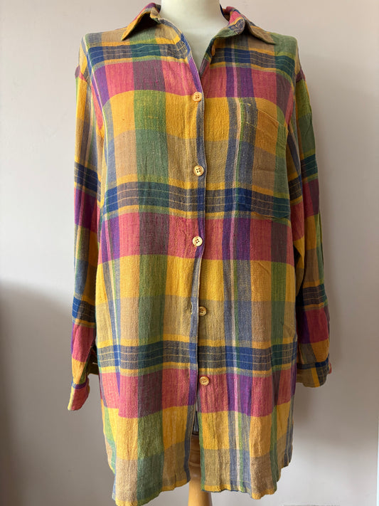Vintage 100% cotton colourful shirt size 12/14