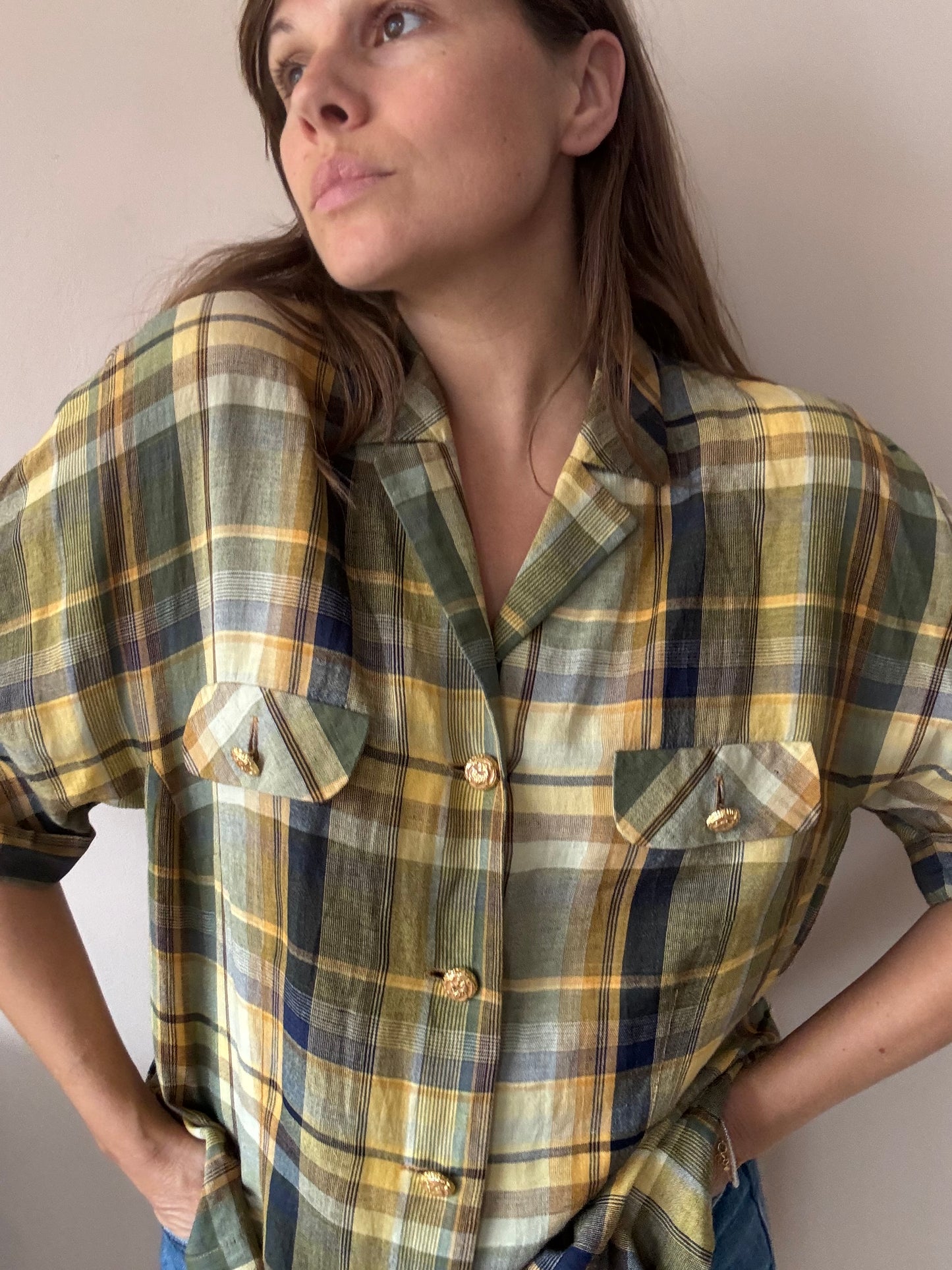 Vintage linen mix shirt size 12/14