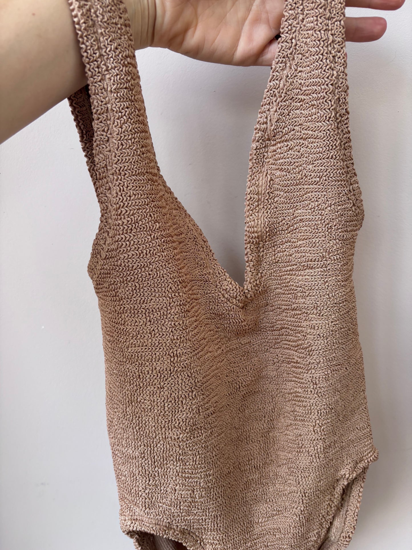 Hunza G brown swimsuit one size