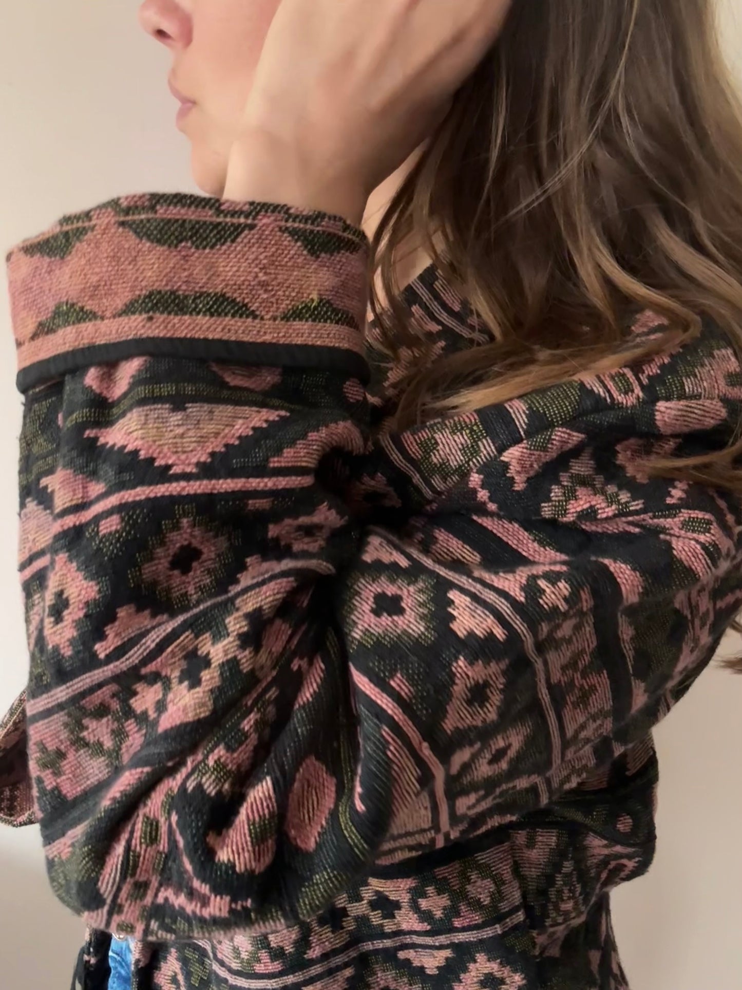 Vintage 100% cotton woven cropped jacket size 12/14