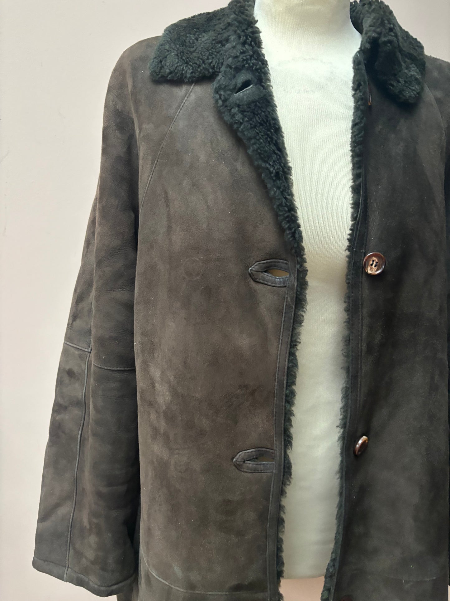 Suede shearling brown jacket size 8-12