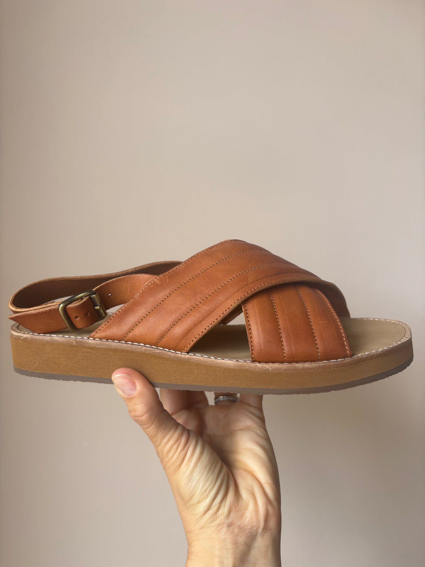 Tan leather flats size 40 (UK7)