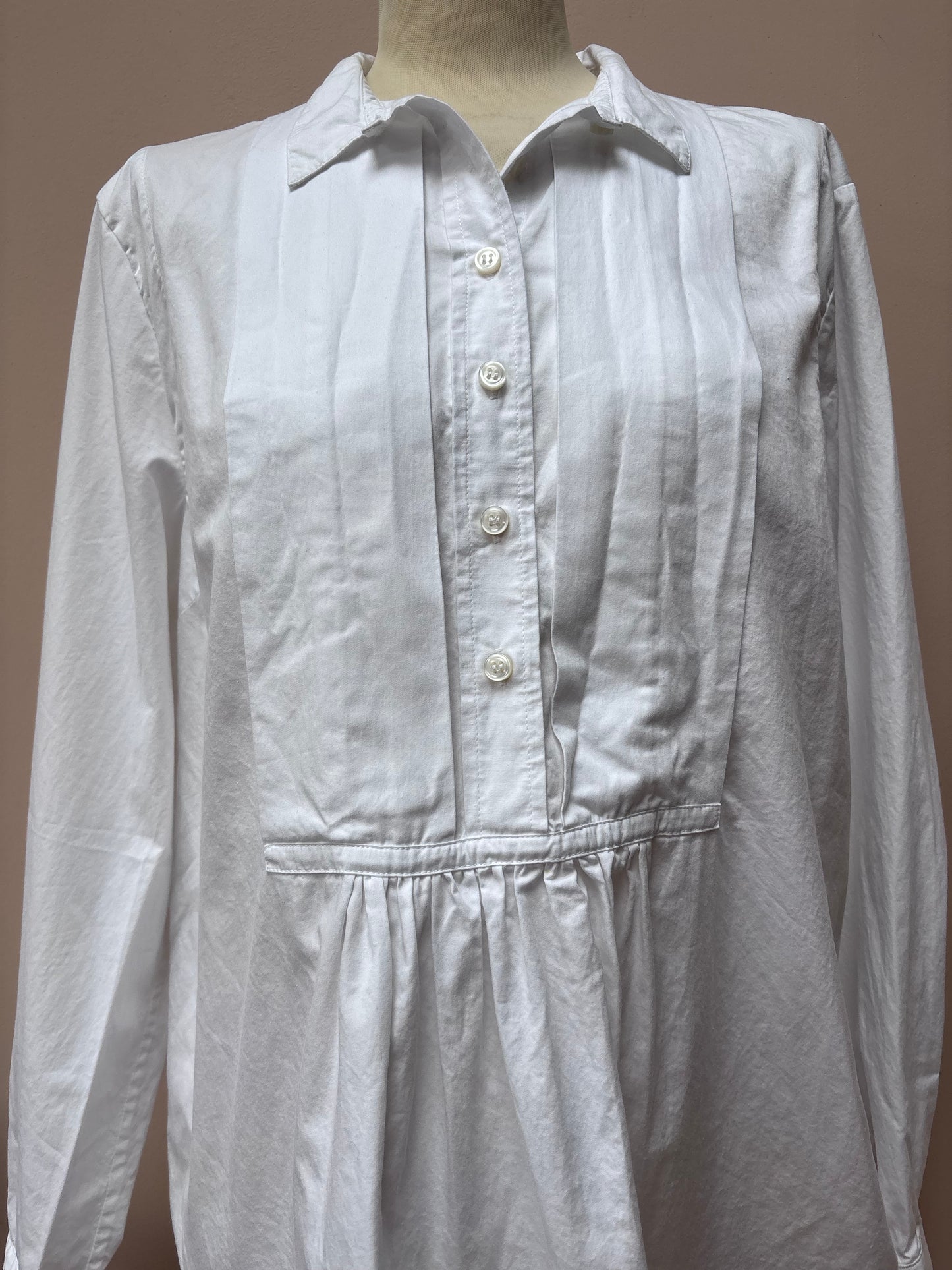 Toast white cotton shirt with detailing on bib size18