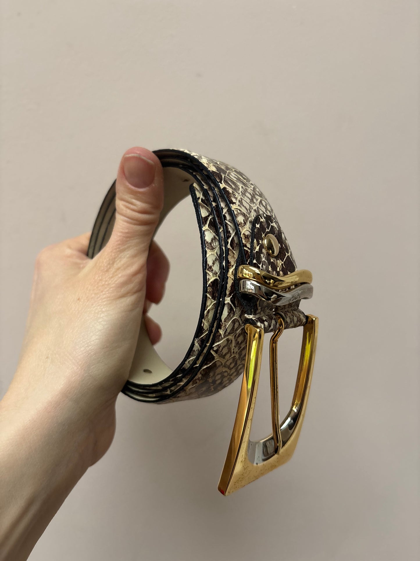 Vintage leather snakeskin belt size 10