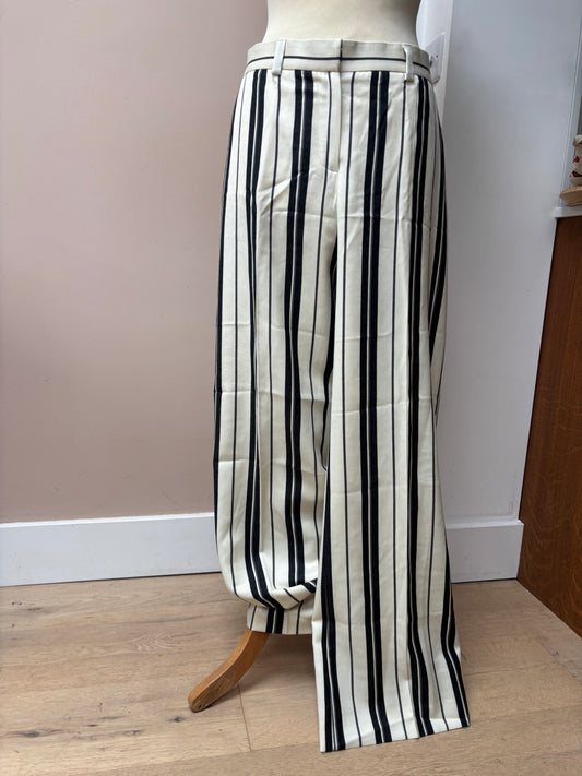 Vintage 100% wool Jaeger striped wide leg trousers size 14